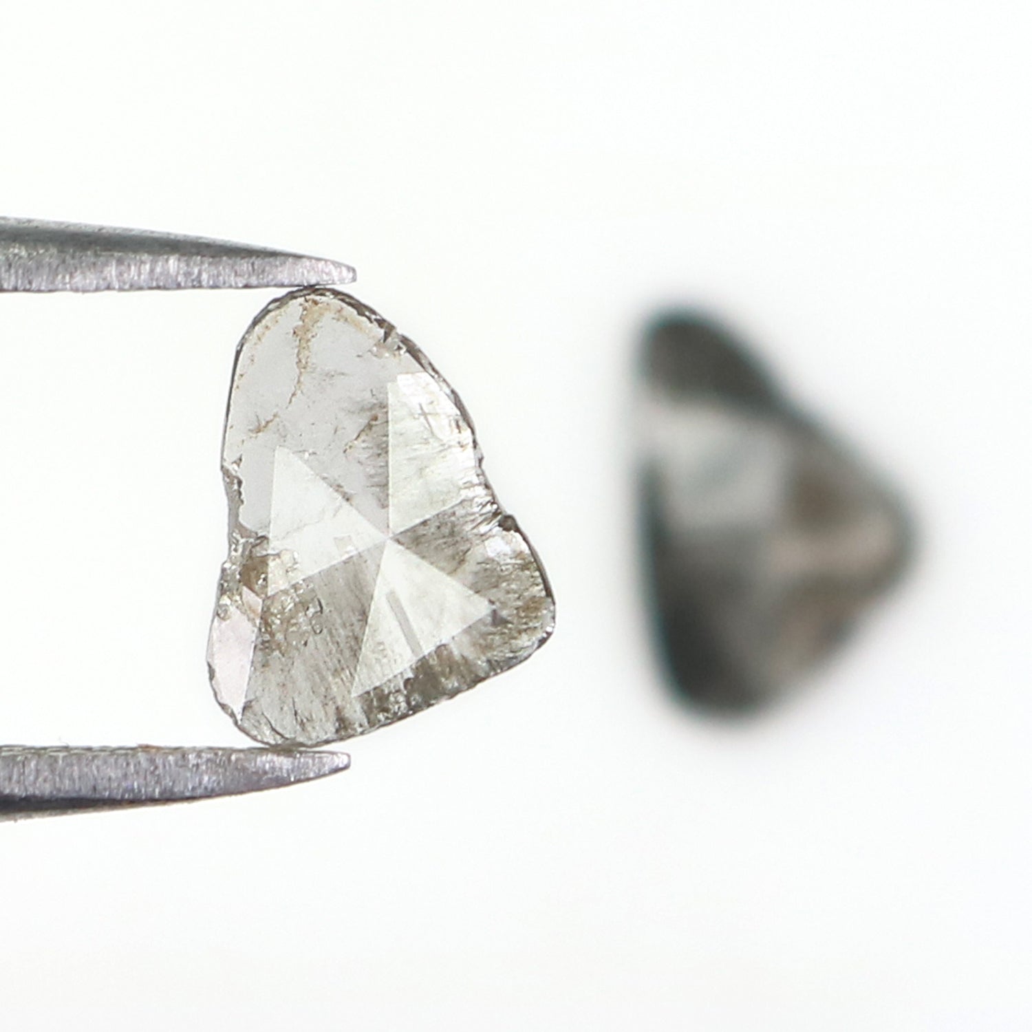 0.85 CT Natural Loose Slice Shape Diamond Salt And Pepper Slice Uncut Diamond 8.65 MM Natural Black Grey Diamond Irregular Cut Diamond L3546