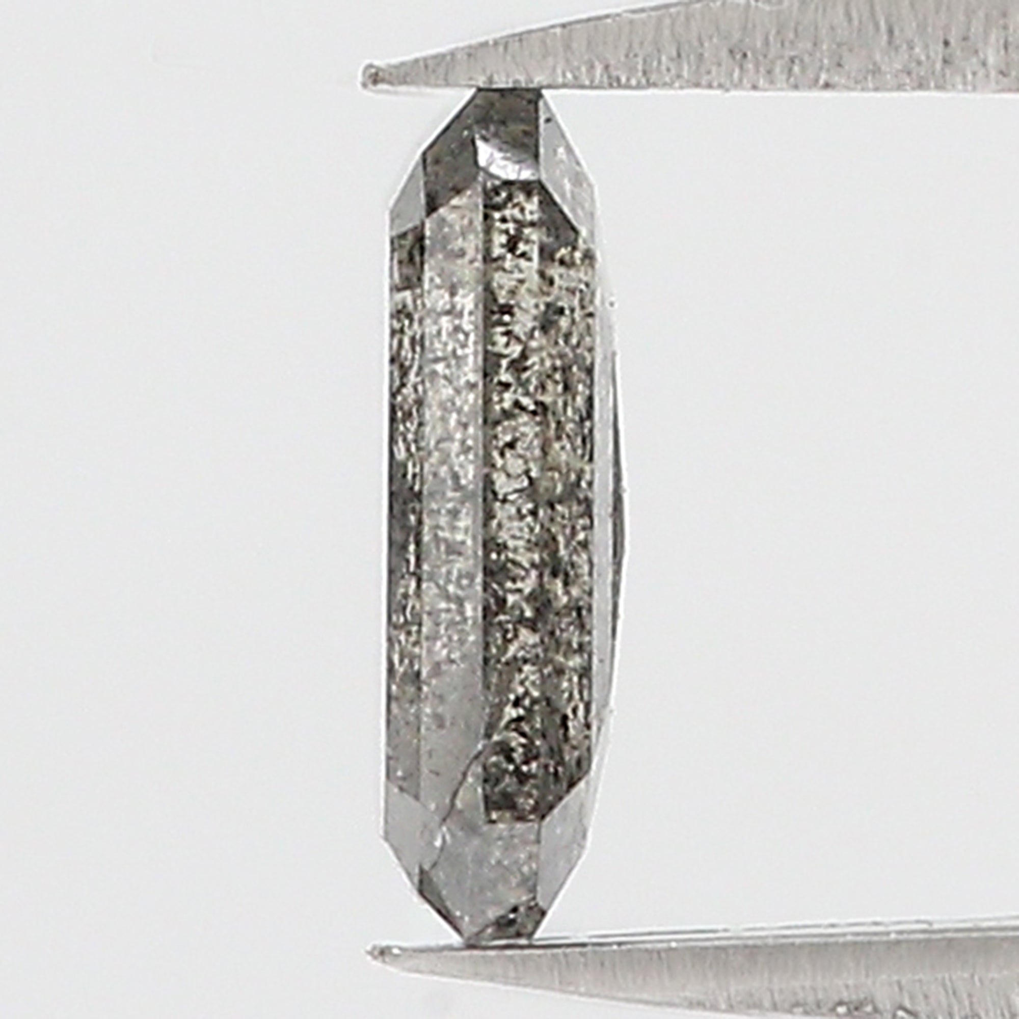 0.92 CT Natural Loose Emerald Shape Diamond Salt And Pepper Emerald Shape Diamond 7.30 MM Black Grey Color Emerald Rose Cut Diamond QL8200