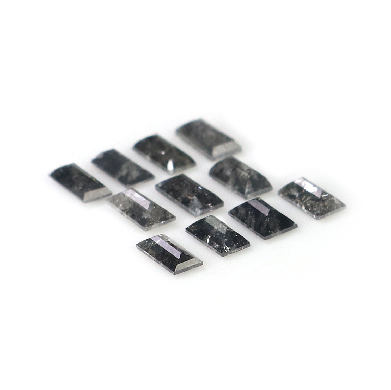 1.00 CT Natural Loose Baguette Cut Diamond Salt And Pepper Baguette Diamond 3.30 MM Natural Black Grey Color Baguette Rose Cut Diamond N1803