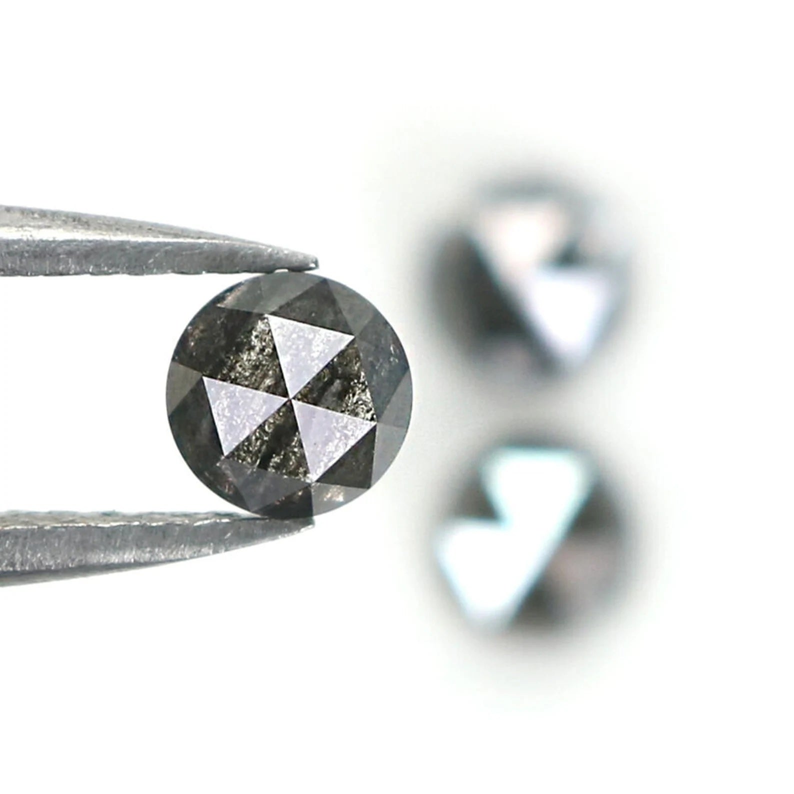 1.21 CT Natural Loose Round Shape Diamond Salt And Pepper Diamond 4.30 MM Natural Diamond Black Grey Color Round Rose Cut Diamond NQ7319