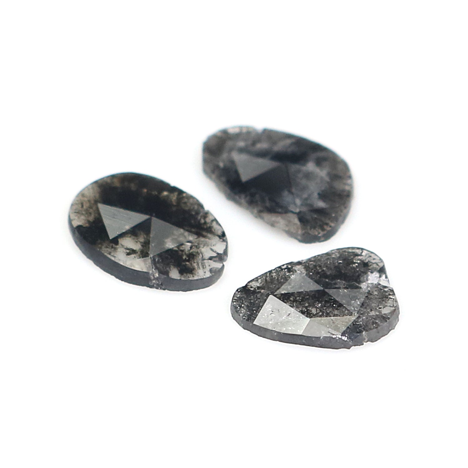 1.04 CT Natural Loose Slice Shape Diamond Salt And Pepper Slice Uncut Diamond 7.55 MM Natural Black Grey Diamond Irregular Cut Diamond L3544