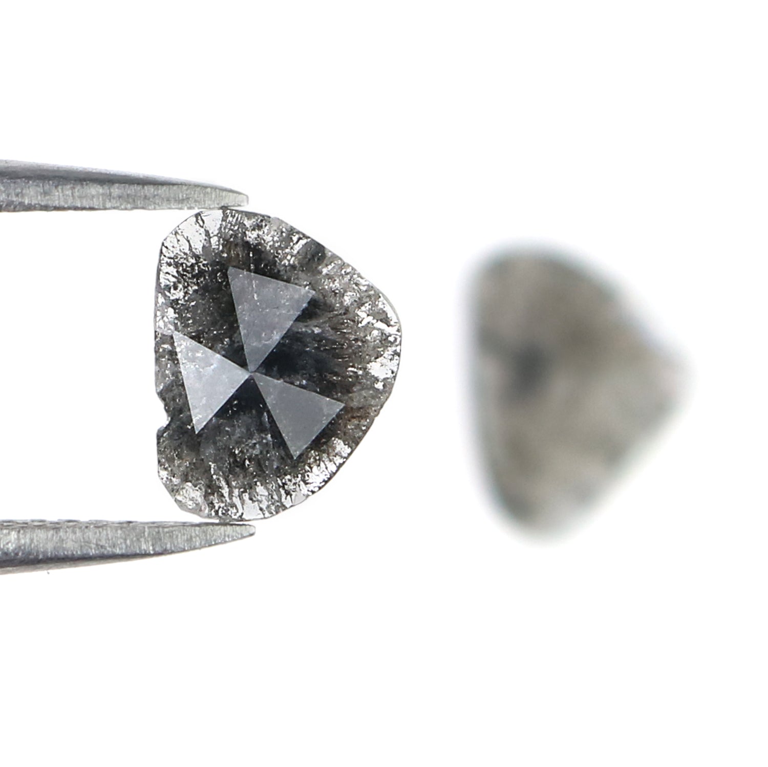 0.92 CT Natural Loose Slice Shape Diamond Salt And Pepper Slice Uncut Diamond 8.65 MM Natural Black Grey Diamond Irregular Cut Diamond L3611