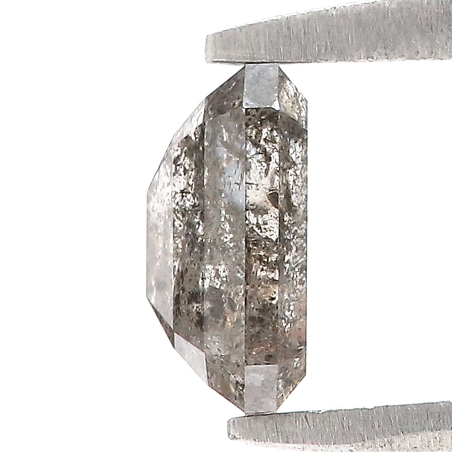 0.90 CT Natural Loose Emerald Shape Diamond Salt And Pepper Emerald Diamond 6.30 MM Natural Black Grey Color Emerald Rose Cut Diamond L3416
