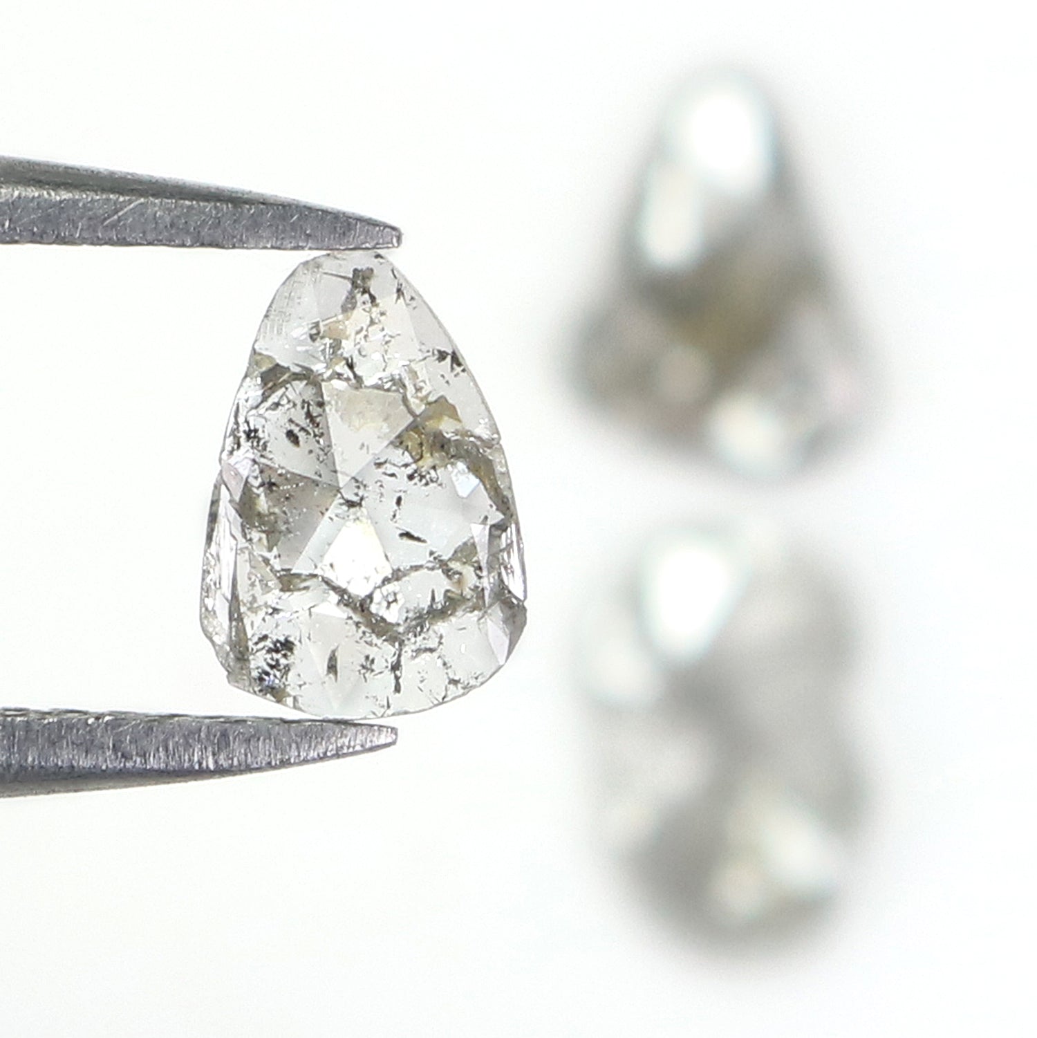 1.08 Ct Natural Loose Slice Shape Diamond Salt And Pepper Slice Cut Diamond 6.25 MM Natural Black Grey Diamond Irregular Cut Diamond LQ1479