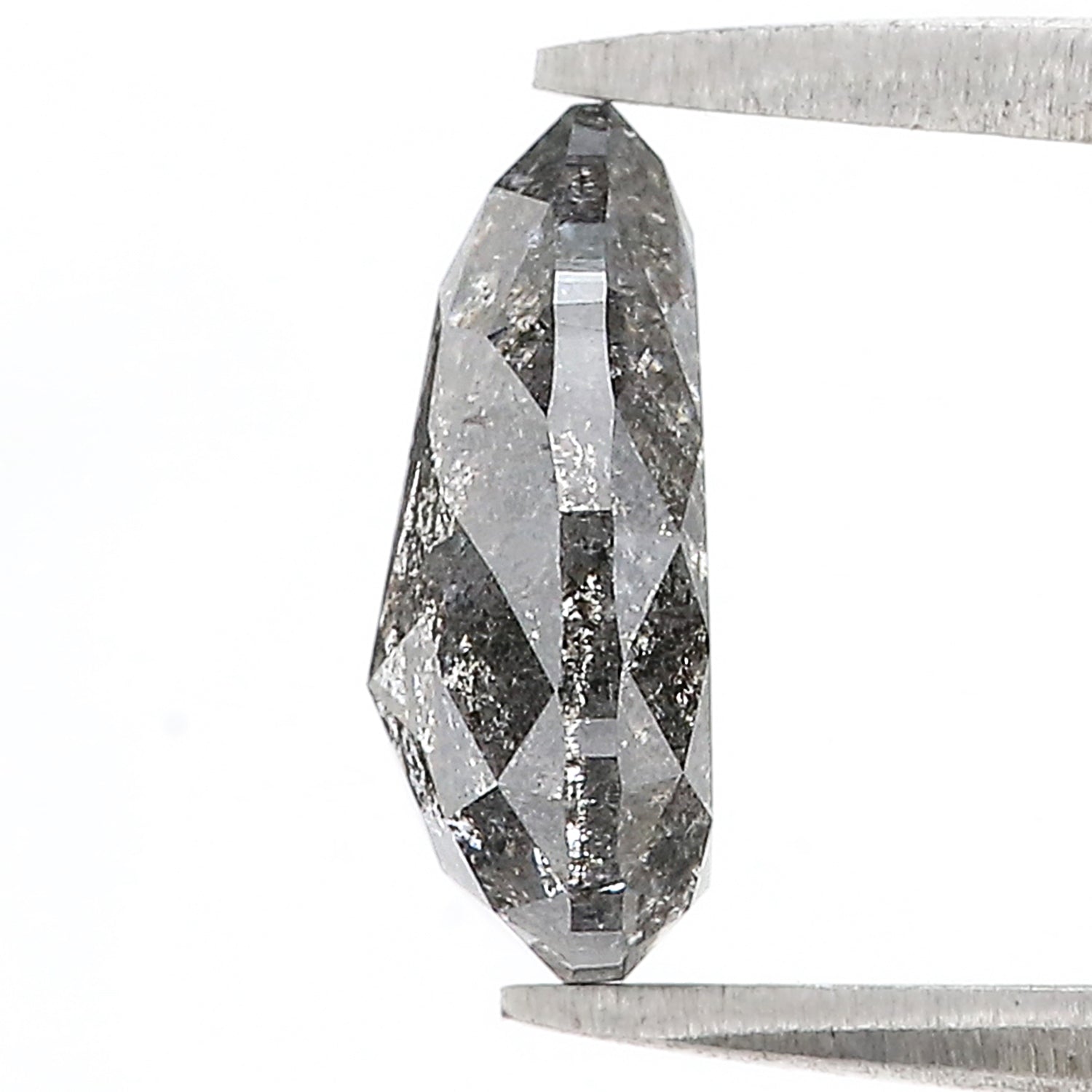 2.67 Ct Natural Loose Pear Shape Diamond Salt And Pepper Pear Cut Diamond 10.70 MM Natural Black Grey Color Pear Rose Cut Diamond L3607
