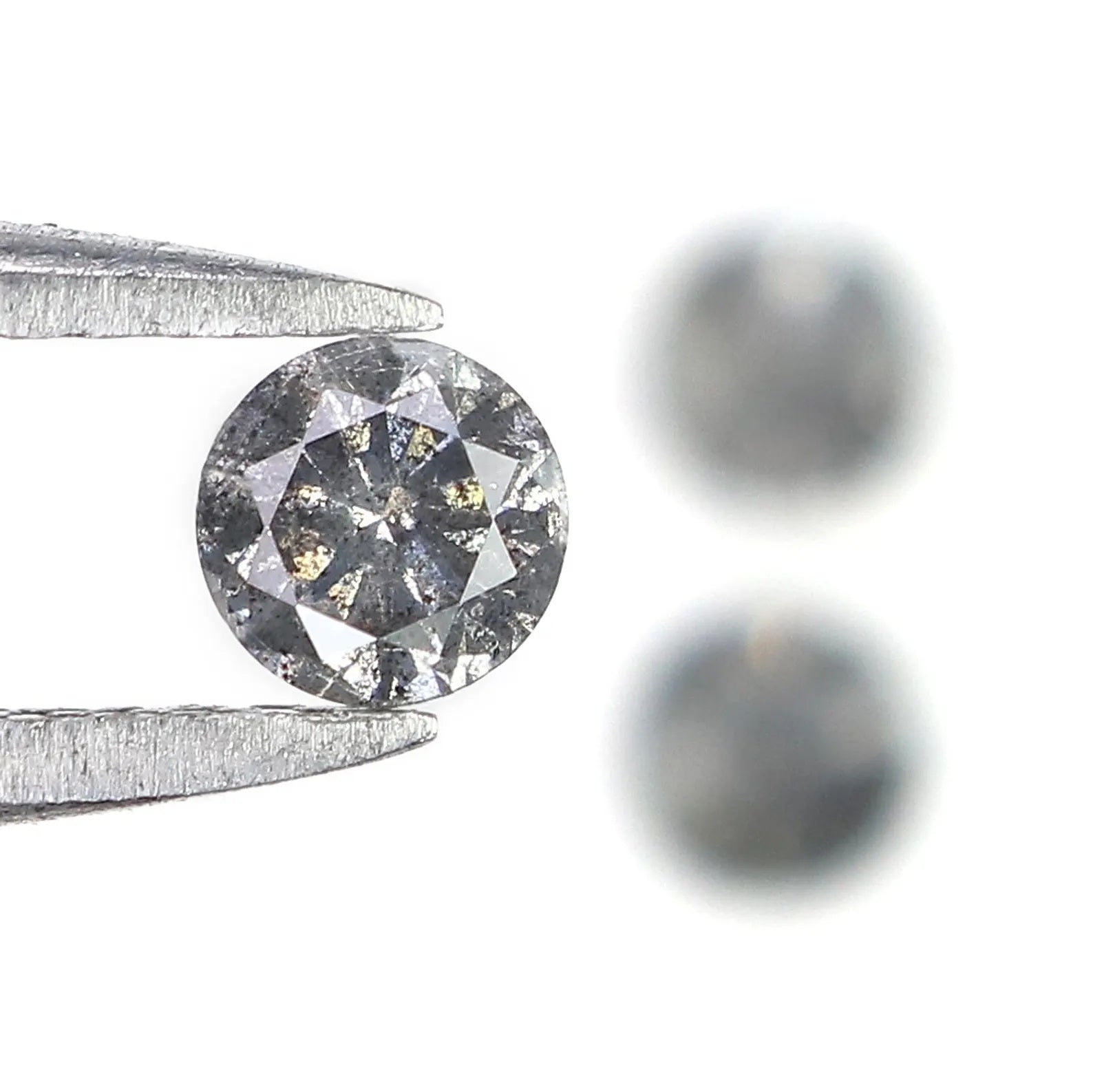 0.57 Ct Natural Loose Round Shape Diamond Salt And Pepper Round Diamond 3.60 MM Natural Black Grey Color Round Brilliant Cut Diamond NQ1476