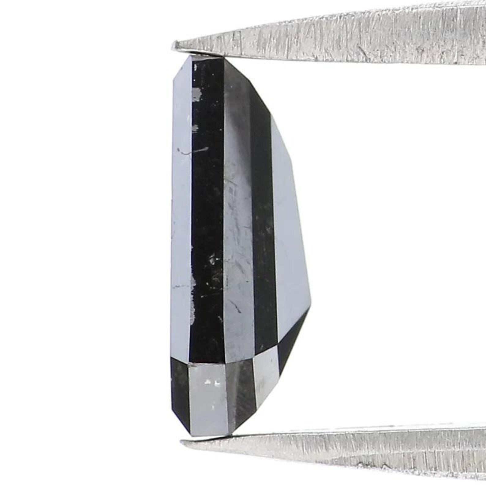 1.25 CT Natural Loose Coffin Shape Diamond Black Color Coffin Cut Diamond 8.40 MM Natural Loose Black Color Coffin Rose Cut Diamond NQ2475