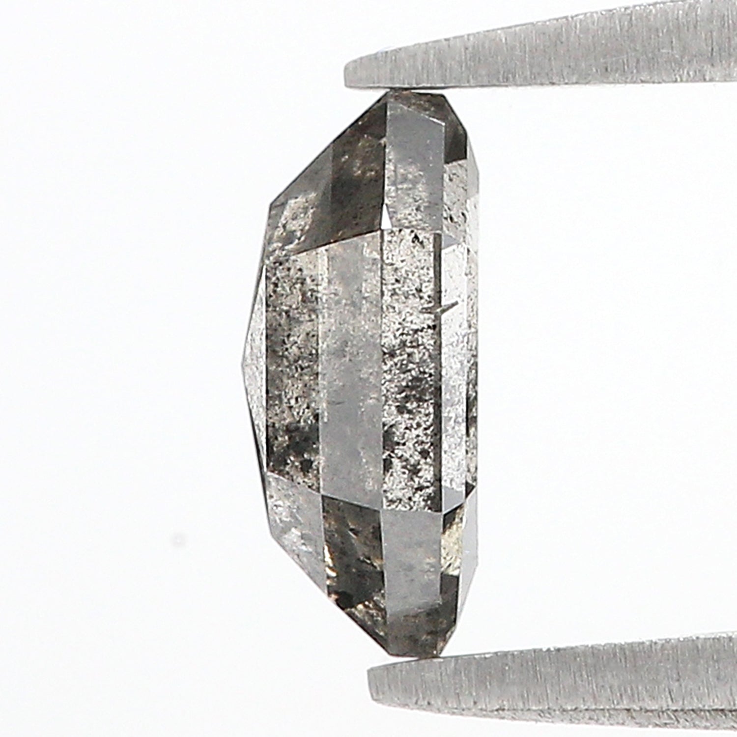 1.12 CT Natural Loose Hexagon Shape Diamond Salt And Pepper Hexagon Diamond 8.20 MM Natural Black Grey Color Hexagon Rose Cut Diamond L3502