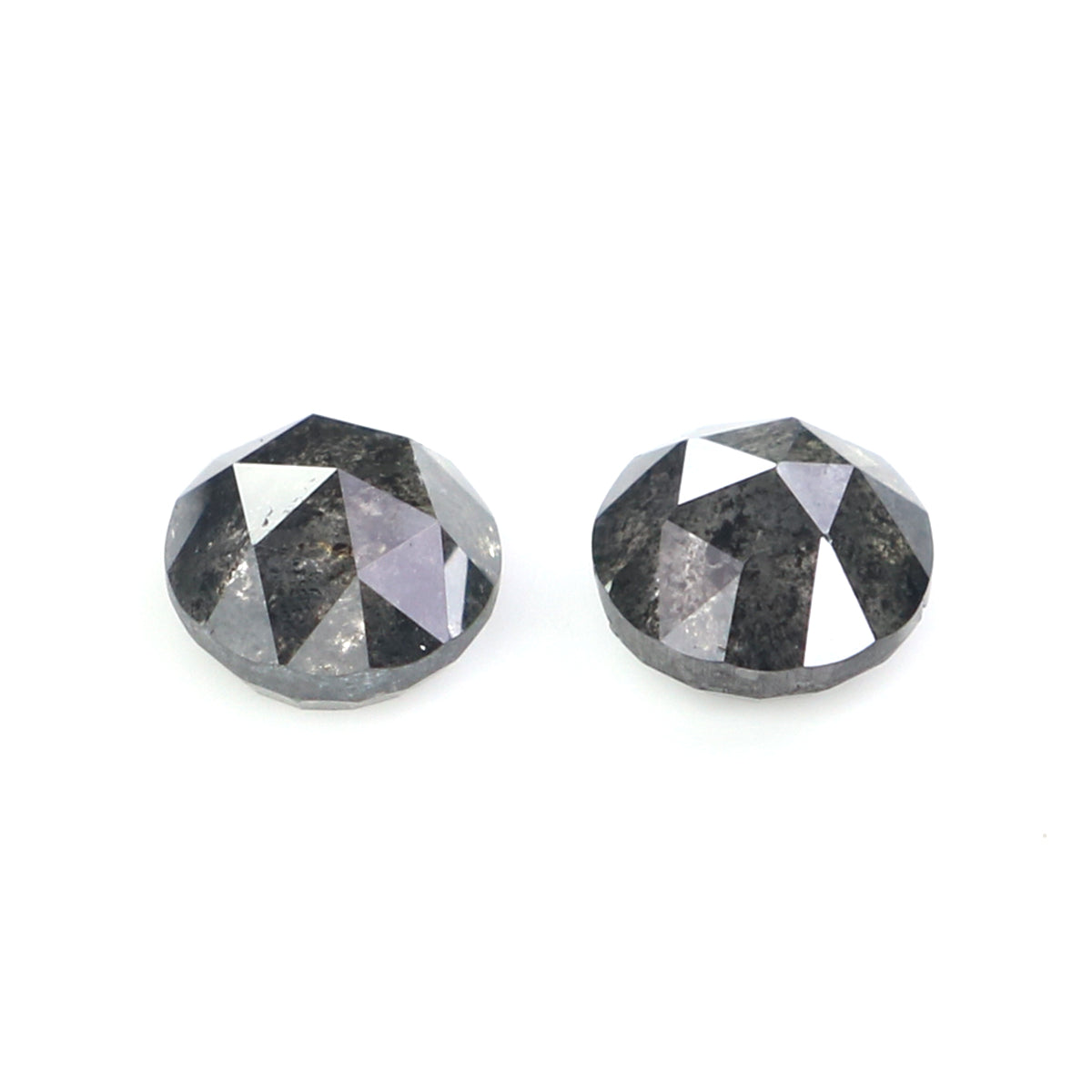 0.92 CT Natural Loose Round Rose Cut Pair Diamond Salt And Pepper Round Shape Diamond 4.45 MM Black Grey Round Shape Rose Cut Diamond LQ2814