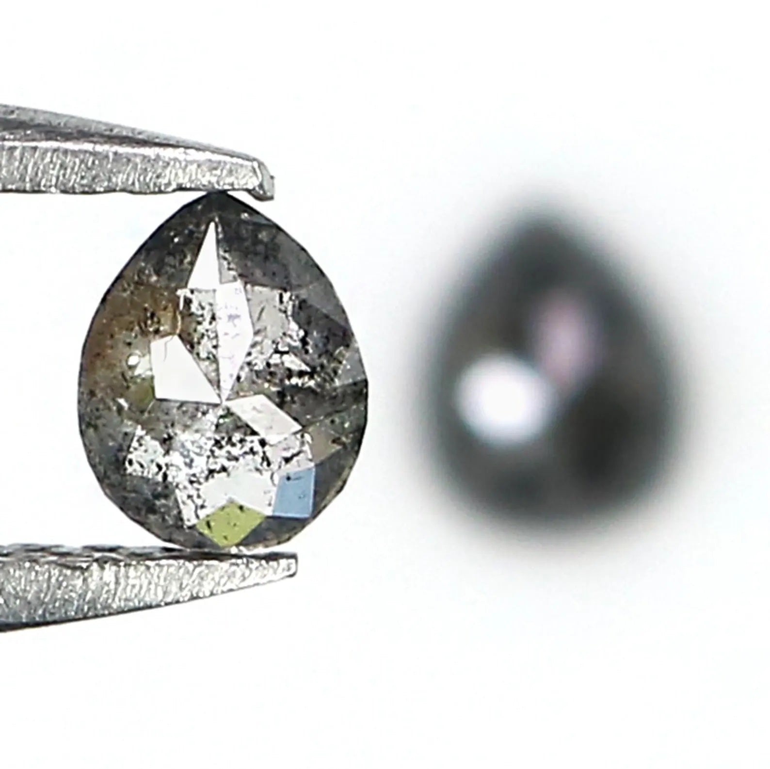 0.39 CT Natural Loose Pear Cut Pair Diamond Salt And Pepper Pear Shape Diamond 4.20 MM Natural Black Grey Color Pear Rose Cut Diamond NQ1854