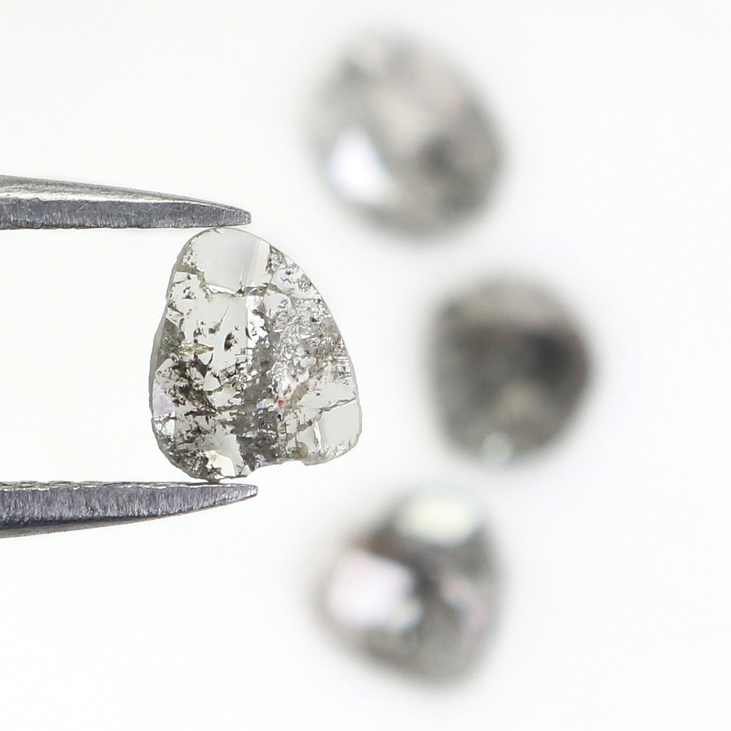 0.94 CT Natural Loose Slice Shape Diamond Salt And Pepper Slice Cut Diamond 5.95 MM Natural Black Grey Diamond Irregular Cut Diamond L3471