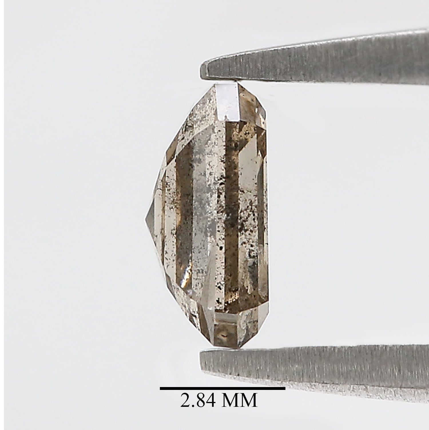 0.86 CT Natural Loose Emerald Shape Diamond Salt And Pepper Emerald Shape Diamond 6.10 MM Black Grey Color Emerald Rose Cut Diamond QL9563