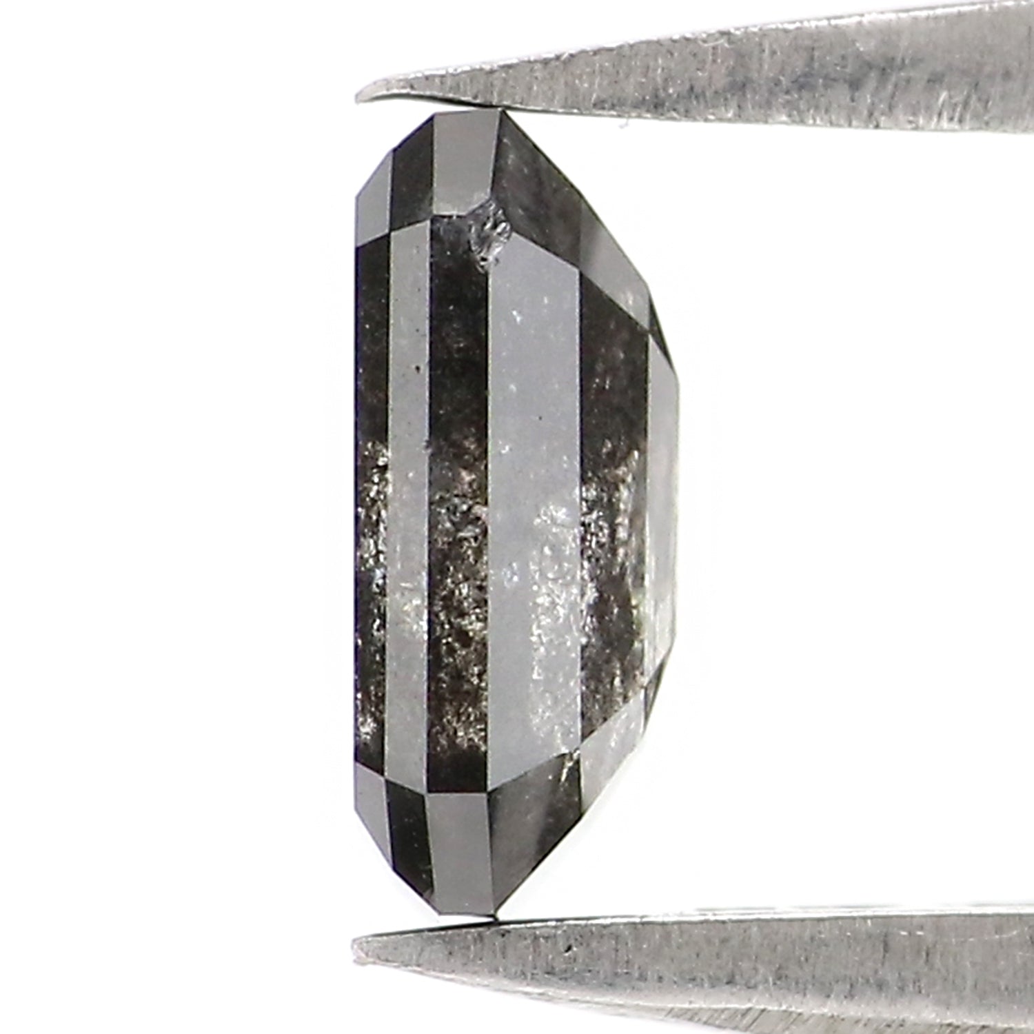 0.84 CT Natural Loose Emerald Shape Diamond Salt And Pepper Emerald Shape Diamond 6.55 MM Black Grey Color Emerald Rose Cut Diamond LQ2970