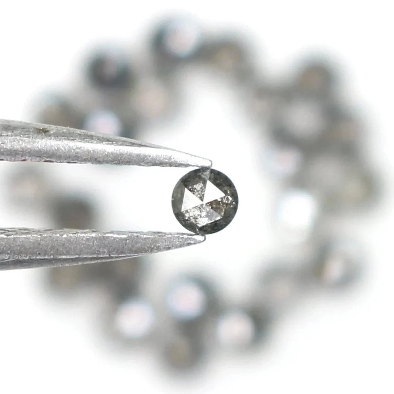 1.11 CT Natural Loose Round Shape Diamond Salt And Pepper Round Cut Diamond 2.20 MM Natural Black Grey Color Round Rose Cut Diamond NQ1836