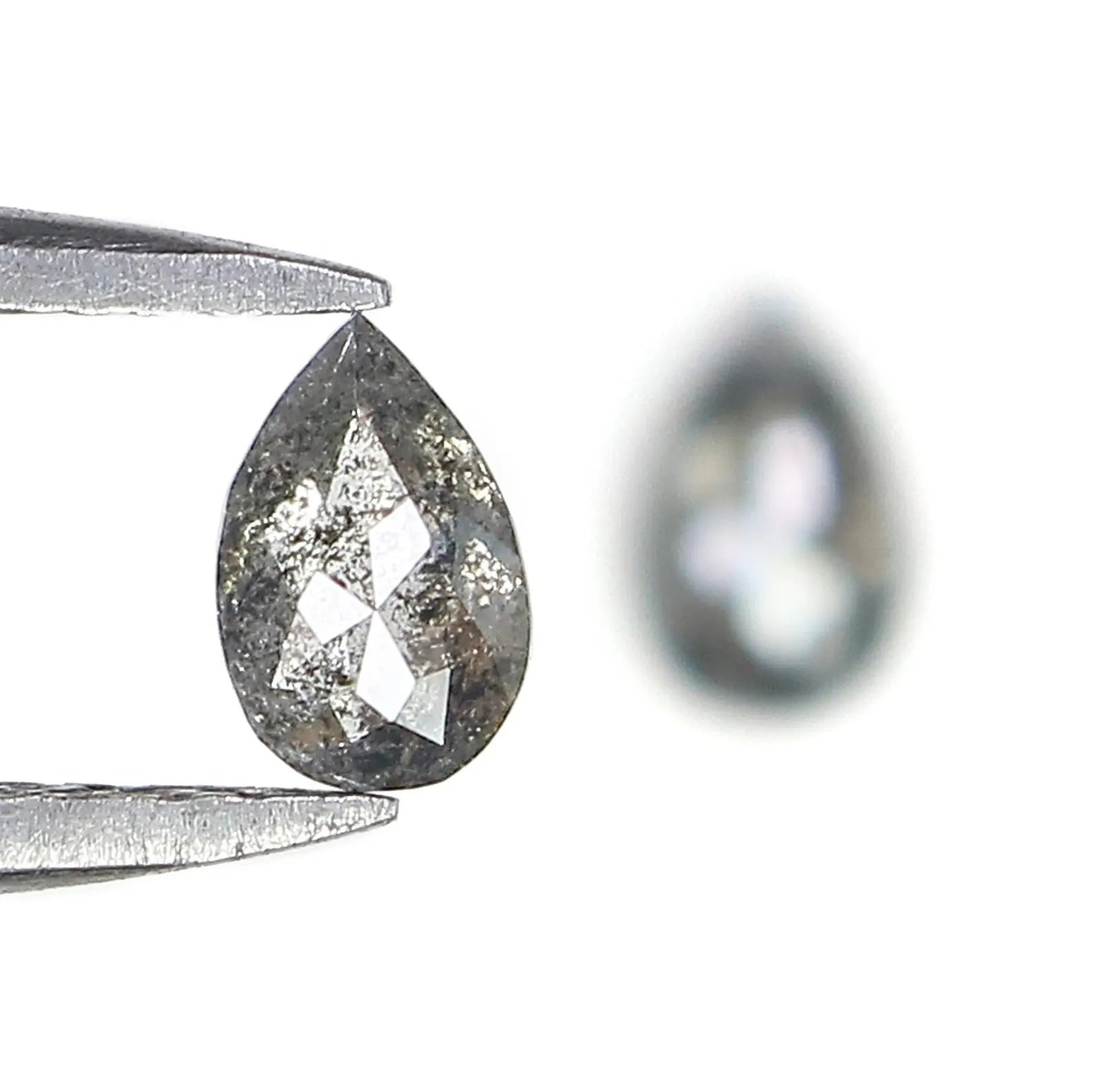 0.52 CT Natural Loose Pear Cut Pair Diamond Salt And Pepper Pear Shape Diamond 5.00 MM Natural Black Grey Color Pear Rose Cut Diamond NQ2294