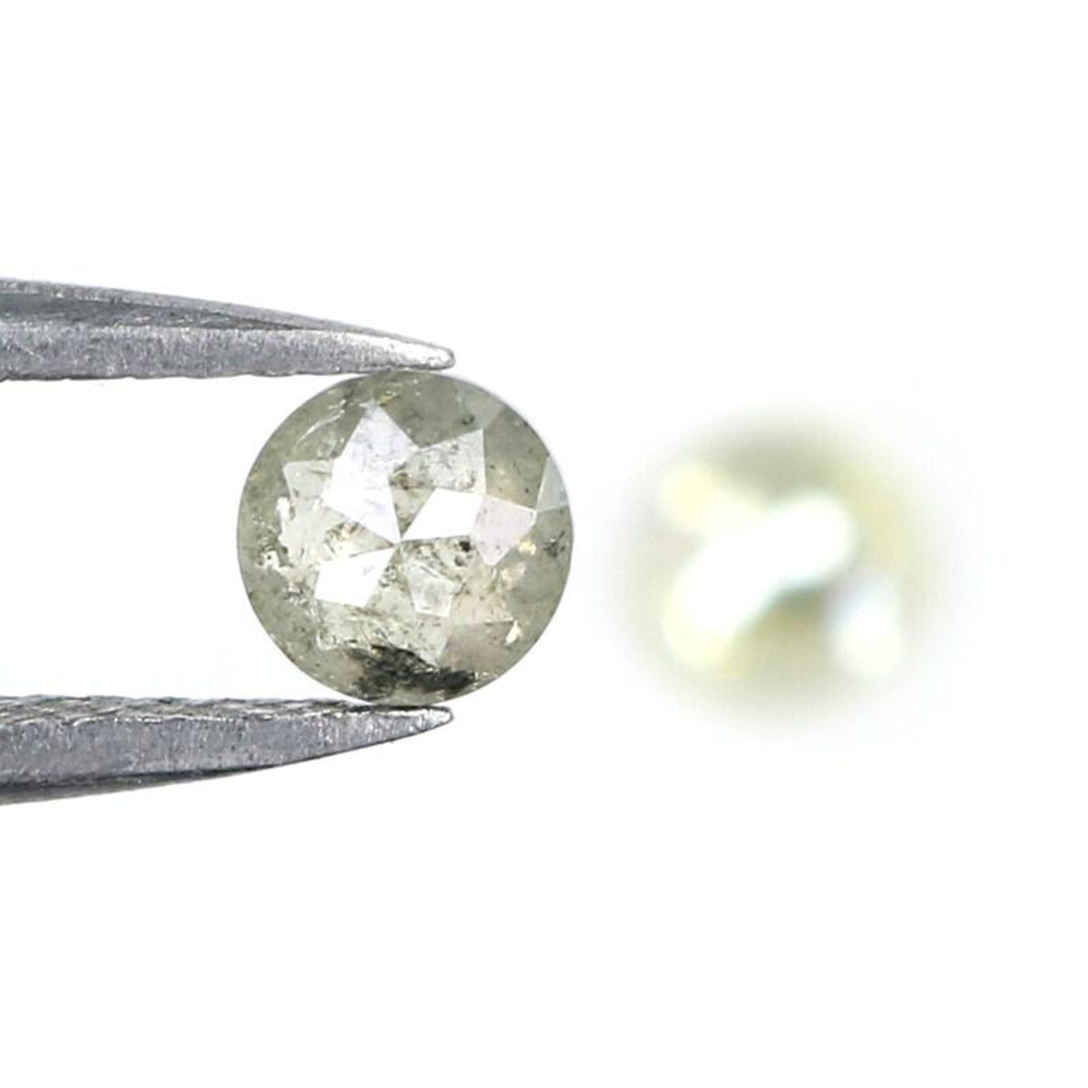 0.77 CT Natural Loose Round Shape Pair Diamond Grey Color Round Diamond 4.20 MM Natural Diamond Yellow Color Round Rose Cut Diamond NQ8062