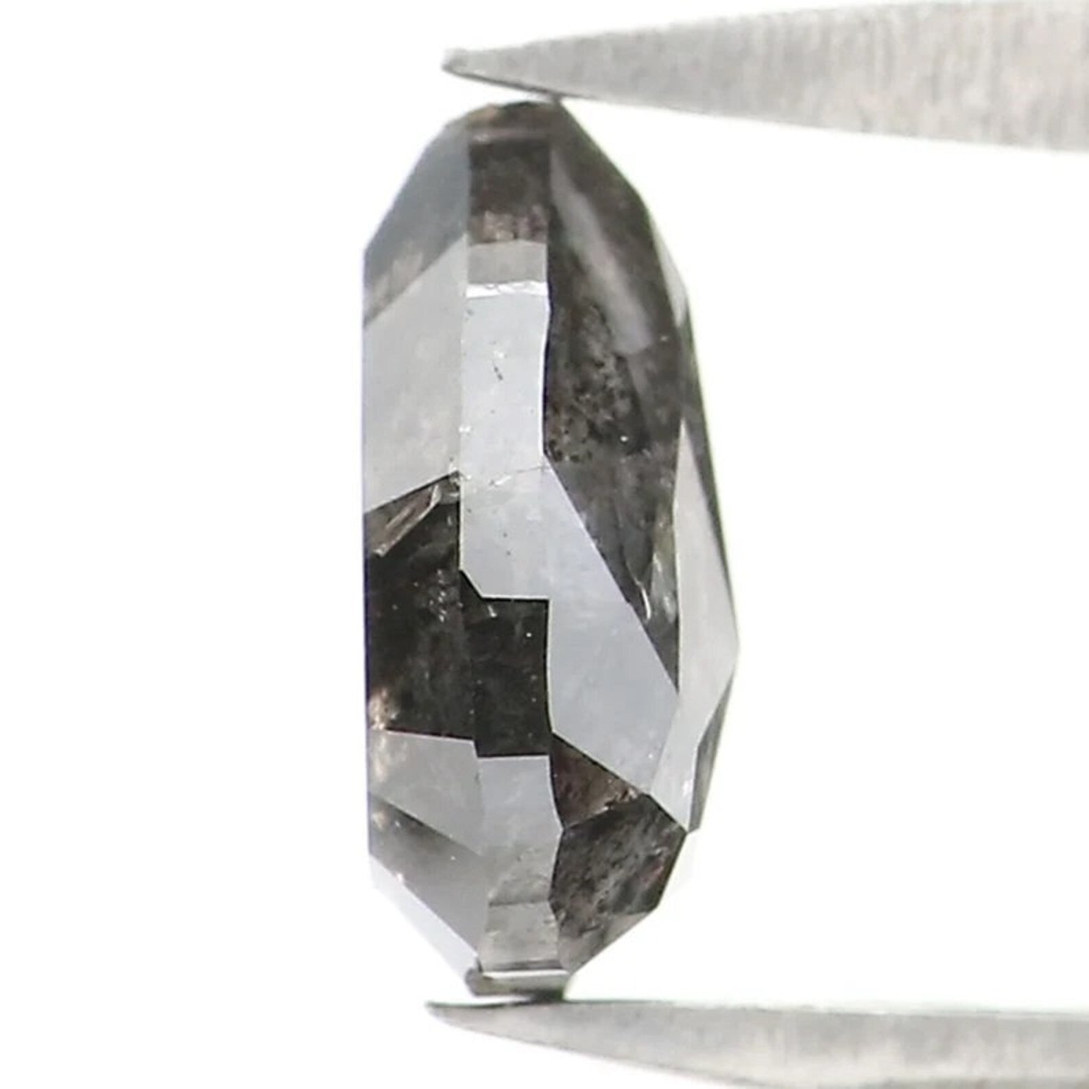 0.88 Ct Natural Loose Pear Shape Diamond Salt And Pepper Pear Diamond 6.80 MM Natural Diamond Black Grey Color Pear Rose Cut Diamond NQ2098