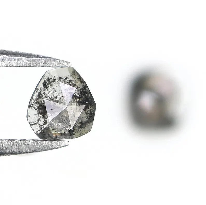 0.75 CT Natural Loose Slice Cut Diamond Salt And Pepper Irregular Cut Diamond 5.05 MM Black Grey Color Slice Shape Rose Cut Diamond NQ1631