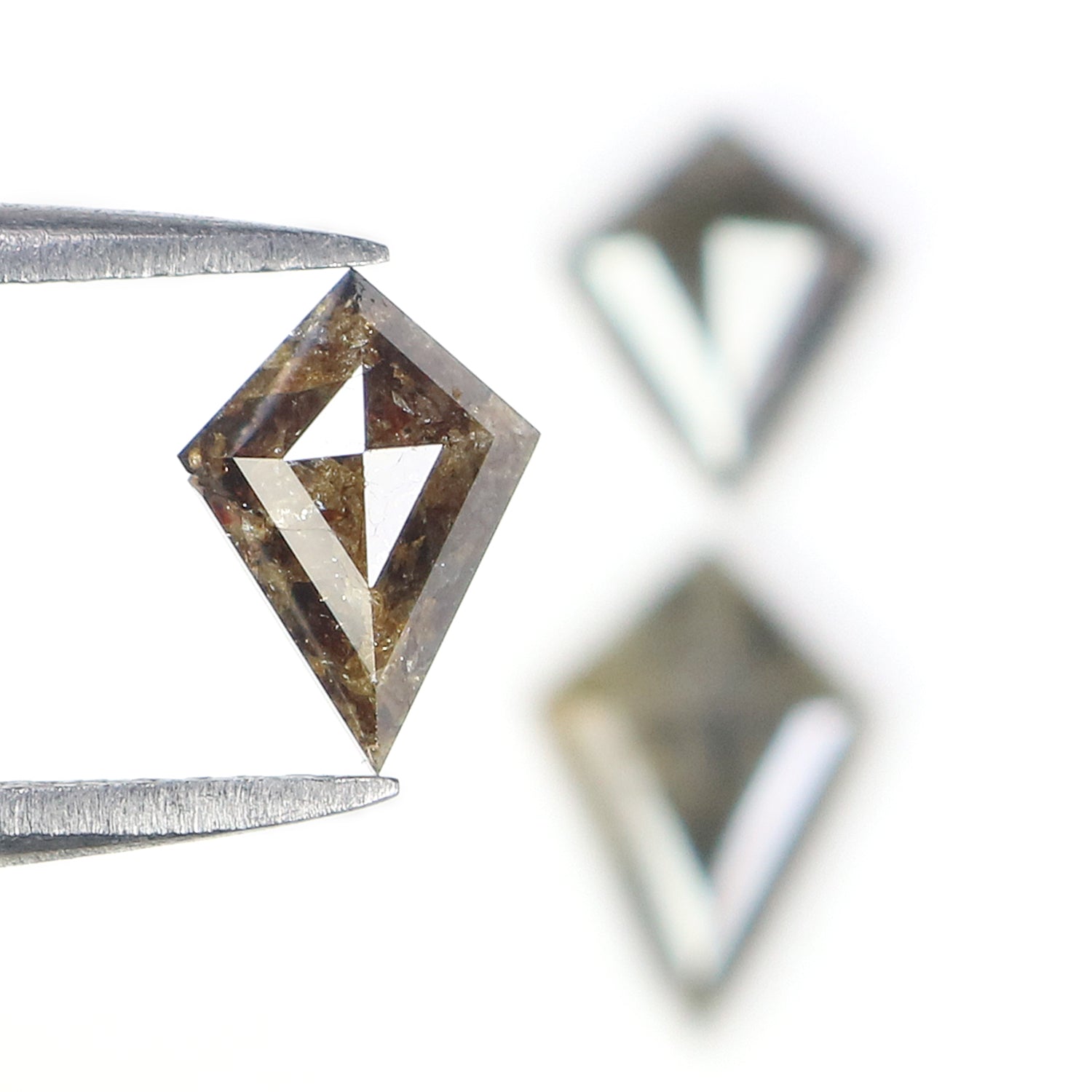 1.92 CT Natural Loose Kite Shape Diamond Salt And Pepper Kite Cut Diamond 9.25 MM Natural Black Grey Color Kite Rose Cut Diamond L3443