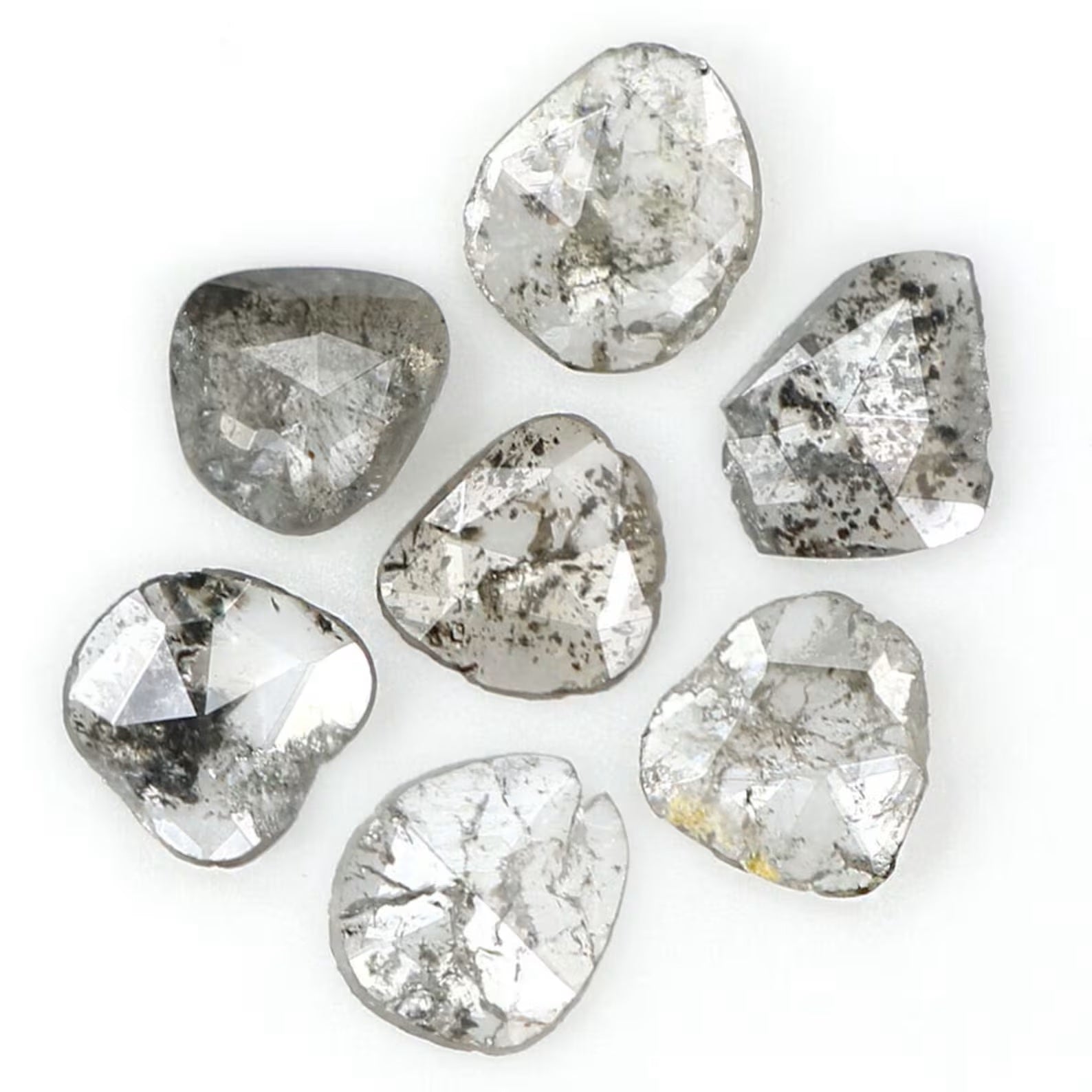 0.84 CT Natural Loose Slice Shape Diamond Salt And Pepper Slice Cut Diamond 3.65 MM Black Grey Color Slice Shape Rose Cut Diamond NQ1646