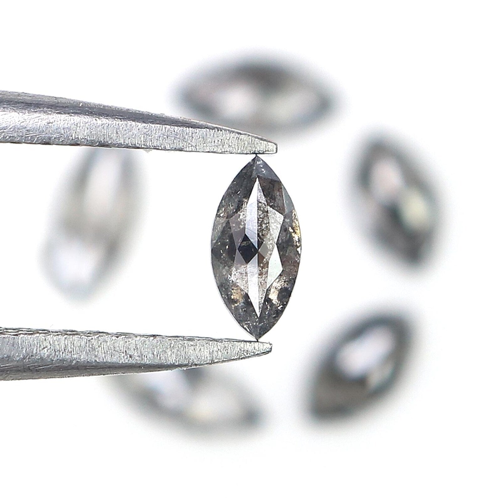 0.91 CT Natural Loose Marquise Cut Diamond Salt And Pepper Marquise Diamond 5.95 MM Black Grey Color Marquise Shape Rose Cut Diamond NQ2227