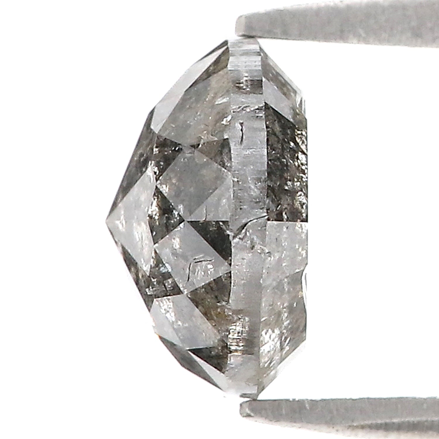 2.77 Ct Natural Loose Round Rose Cut Diamond Black Gray Color Round Diamond 8.40 MM Natural Loose Salt and Pepper Rose Cut Diamond QL9731