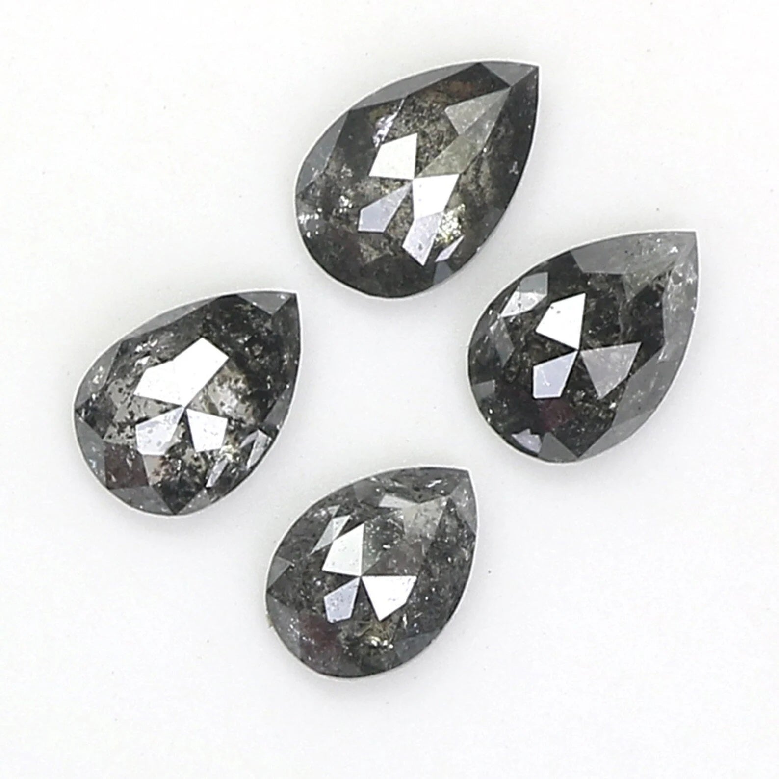 0.96 CT Natural Loose Pear Shape Diamond Salt And Pepper Pear Diamond 4.60 MM Natural Loose Black Grey Color Pear Rose Cut Diamond QN1425