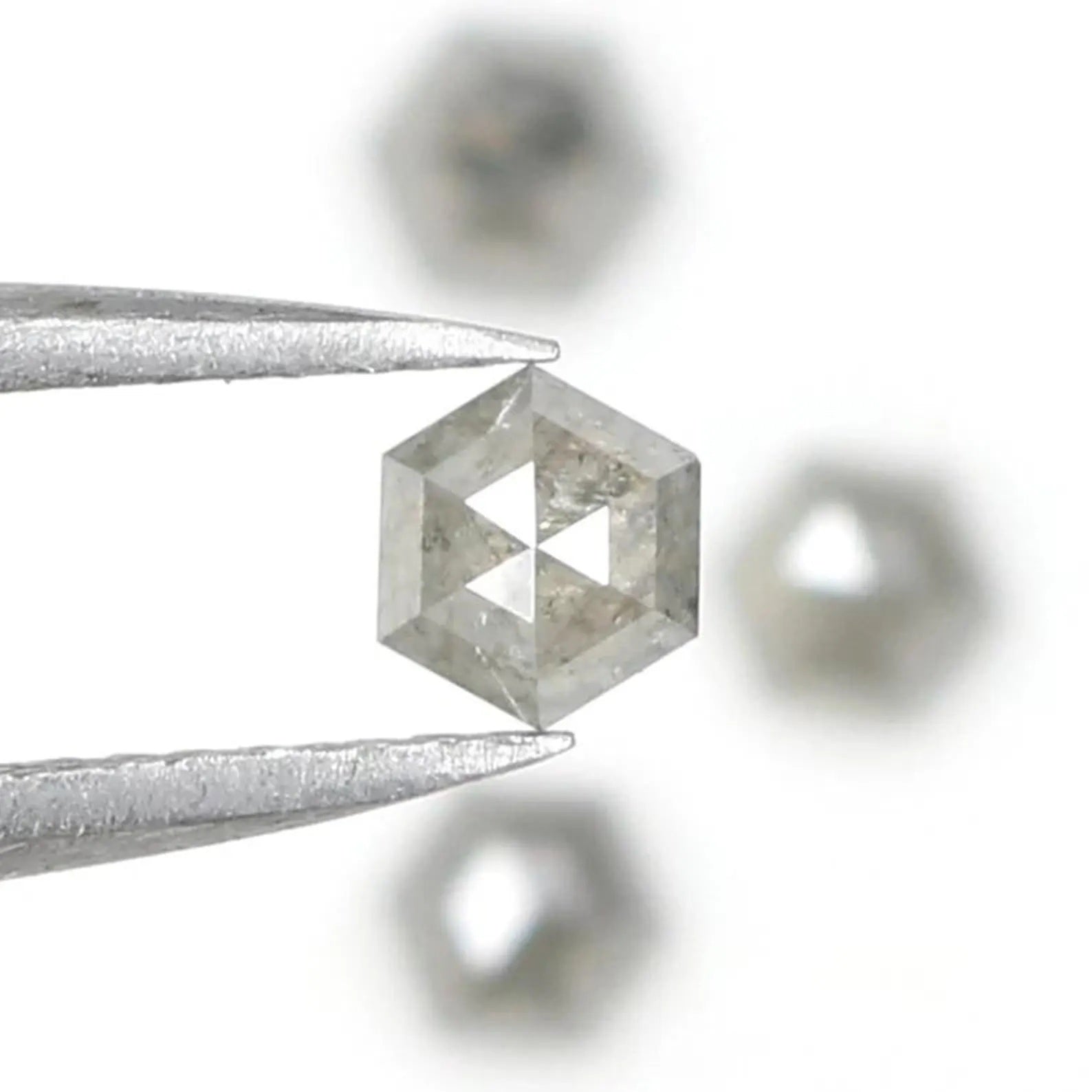 1.14 CT Natural Loose Hexagon Cut Diamond Salt And Pepper Hexagon Diamond 3.50 MM Natural Diamond Grey Color Hexagon Rose Cut Diamond NQ8779