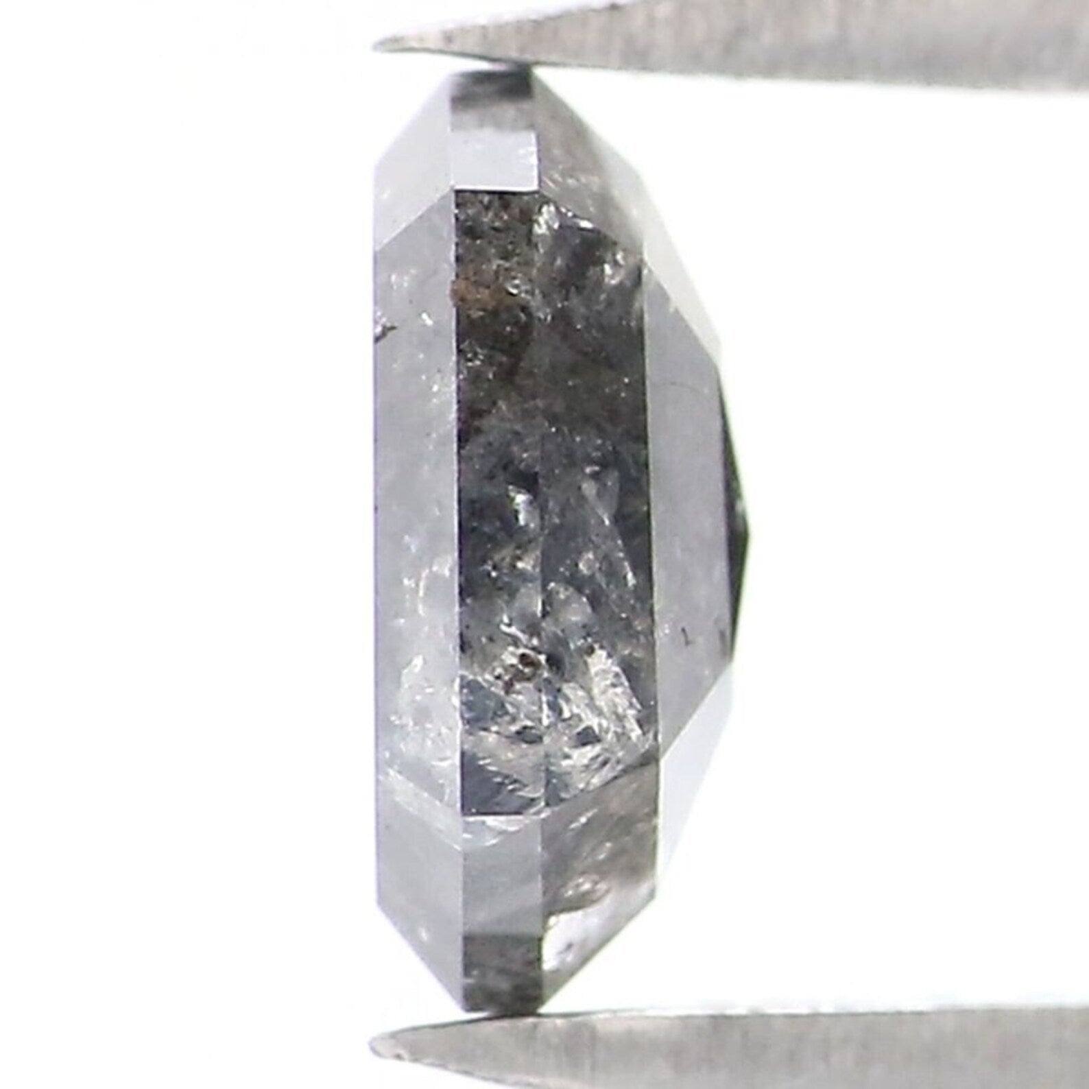 0.86 Ct Natural Loose Hexagon Shape Diamond Salt And Pepper Hexagon Diamond 6.55 MM Natural Black Grey Color Hexagon Rose Cut Diamond NQ2064