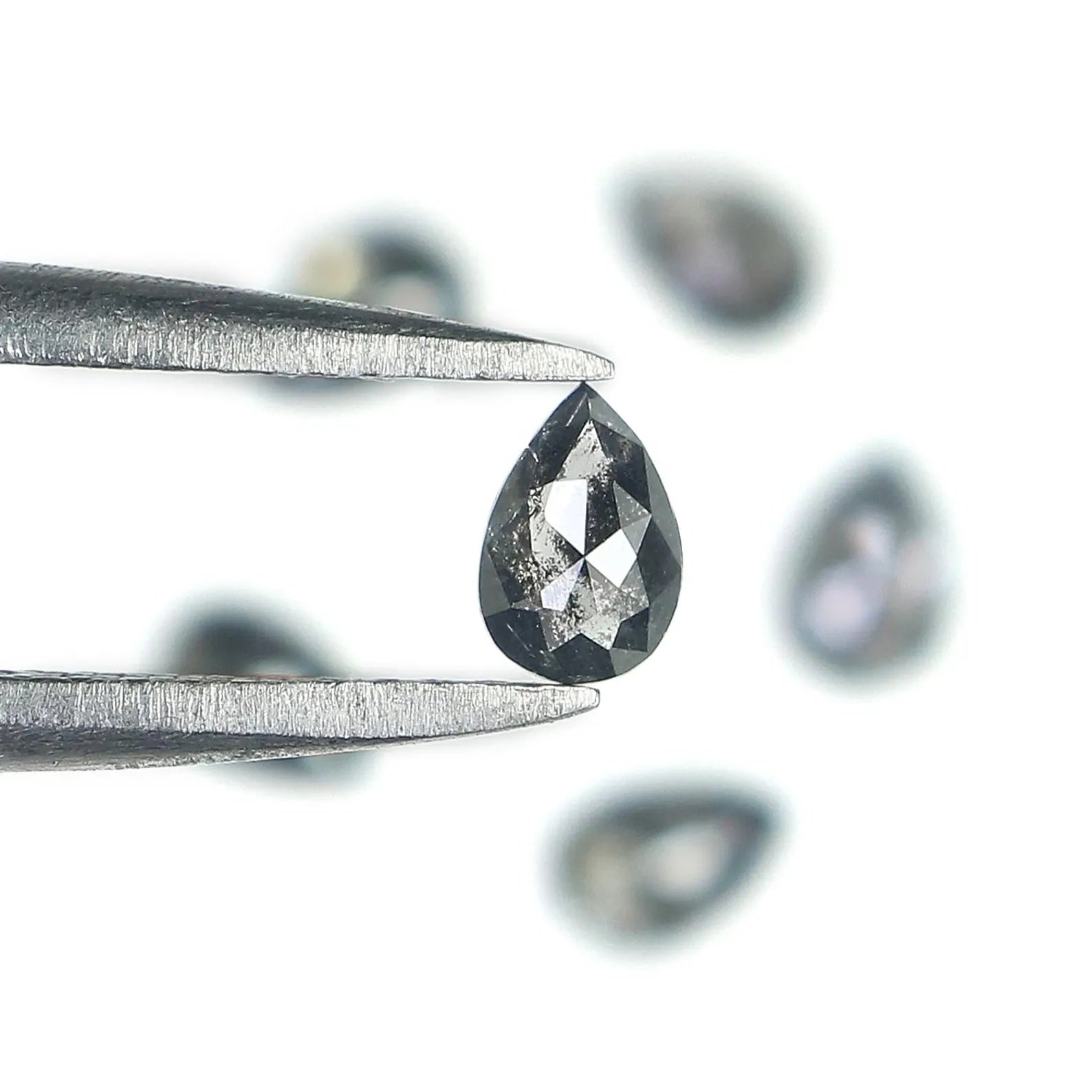 0.97 CT Natural Loose Pear Shape Diamond Salt And Pepper Pear Diamond 4.20 MM Natural Loose Black Grey Color Pear Rose Cut Diamond NQ1566