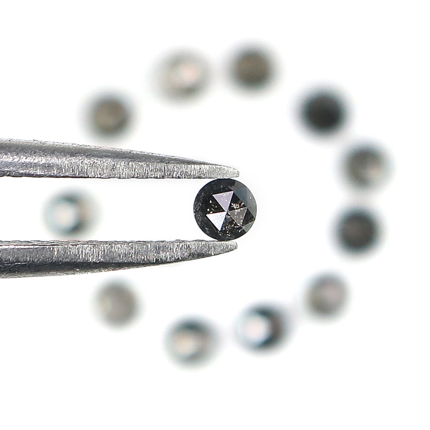 0.91 Ct Natural Loose Round Rose Cut Diamond Salt And Pepper Round Diamond 2.50 MM Natural Black Grey Color Round Rose Cut Diamond LQ7993