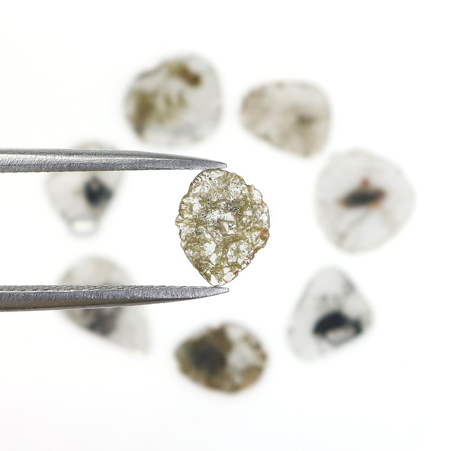 2.26 Ct Natural Loose Slice Shape Diamond Salt And Pepper Slice Cut Diamond 7.20 MM Natural Black Grey Diamond Irregular Cut Diamond LQ1715