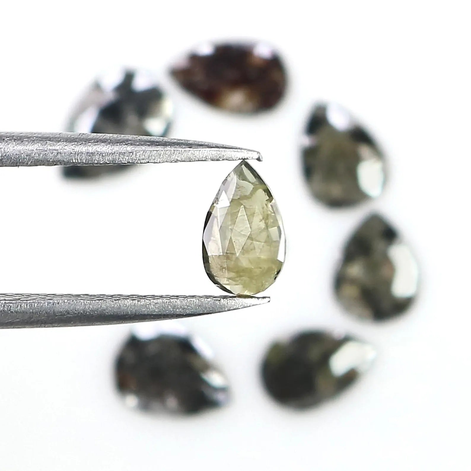 1.83 CT Natural Loose Pear Shape Diamond Salt And Pepper Pear Diamond 7.55 MM Natural Loose Black Grey Color Pear Rose Cut Diamond NQ2538