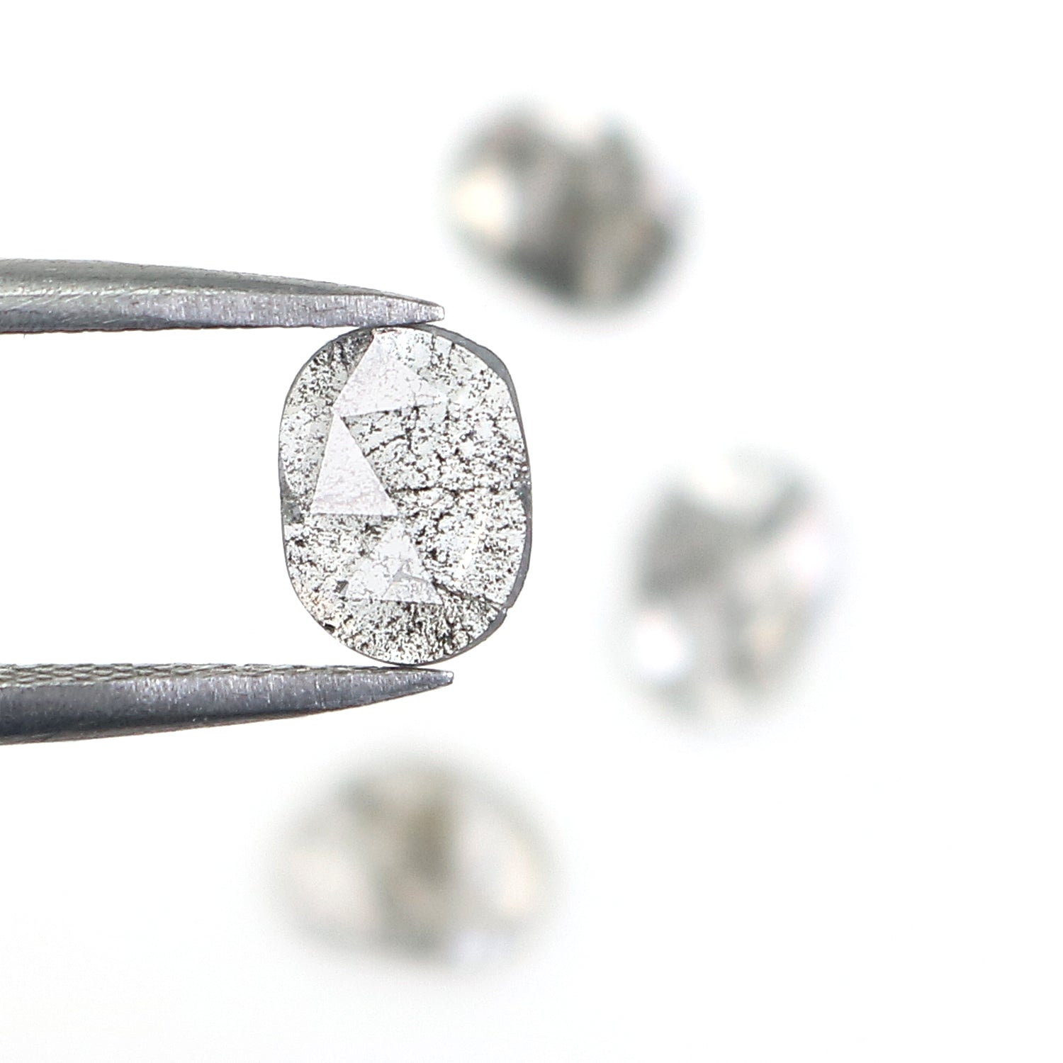 1.01 CT Natural Loose Slice Cut Diamond Salt And Pepper Uncut Diamond 7.00 MM Natural Black Grey Color Diamond Irregular Cut Diamond LQ3301