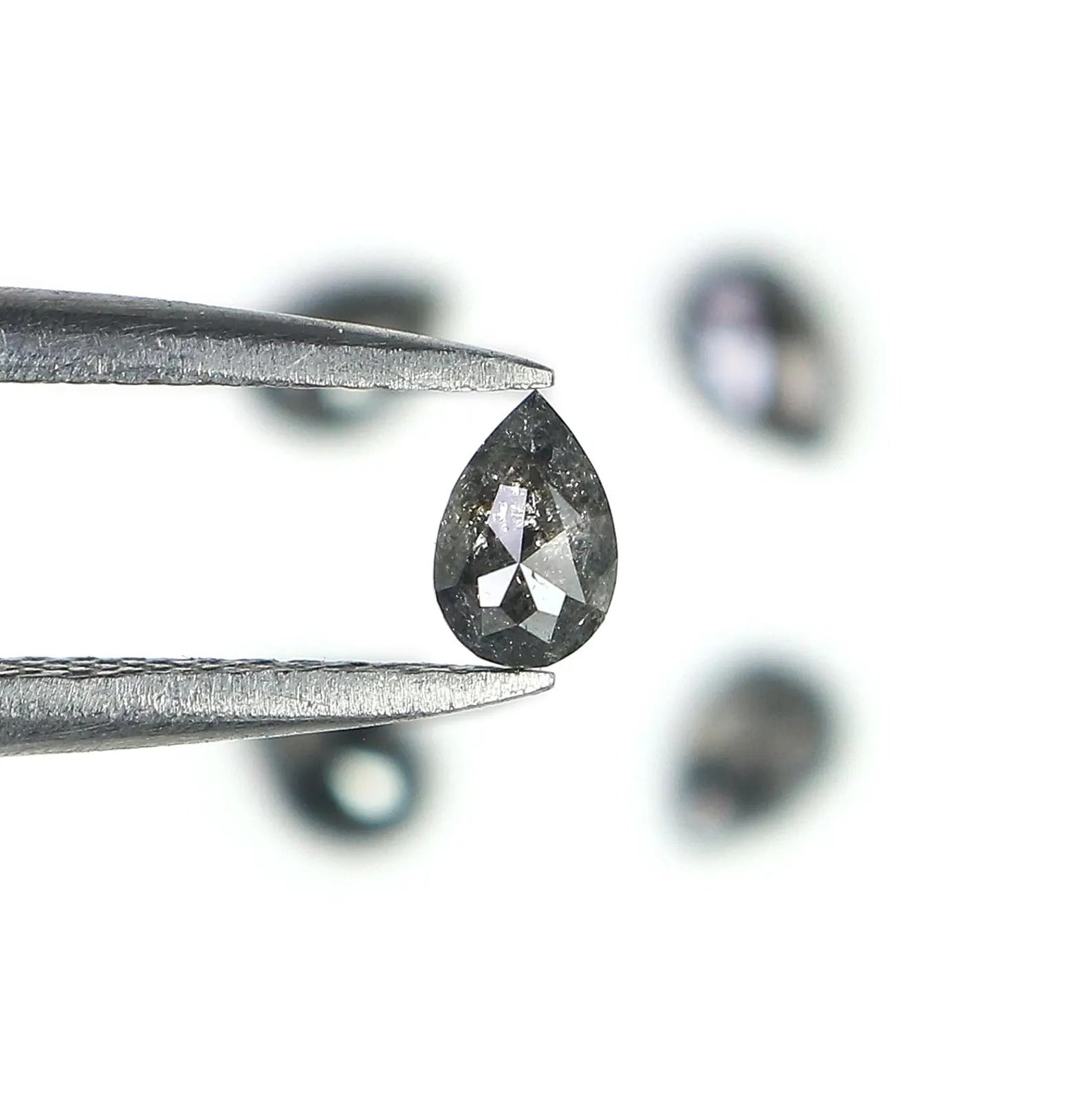 0.94 CT Natural Loose Pear Diamond Salt And Pepper Diamond 4.20 MM Natural Loose Diamond Black Grey Color Pear Shape Rose Cut Diamond NQ1568