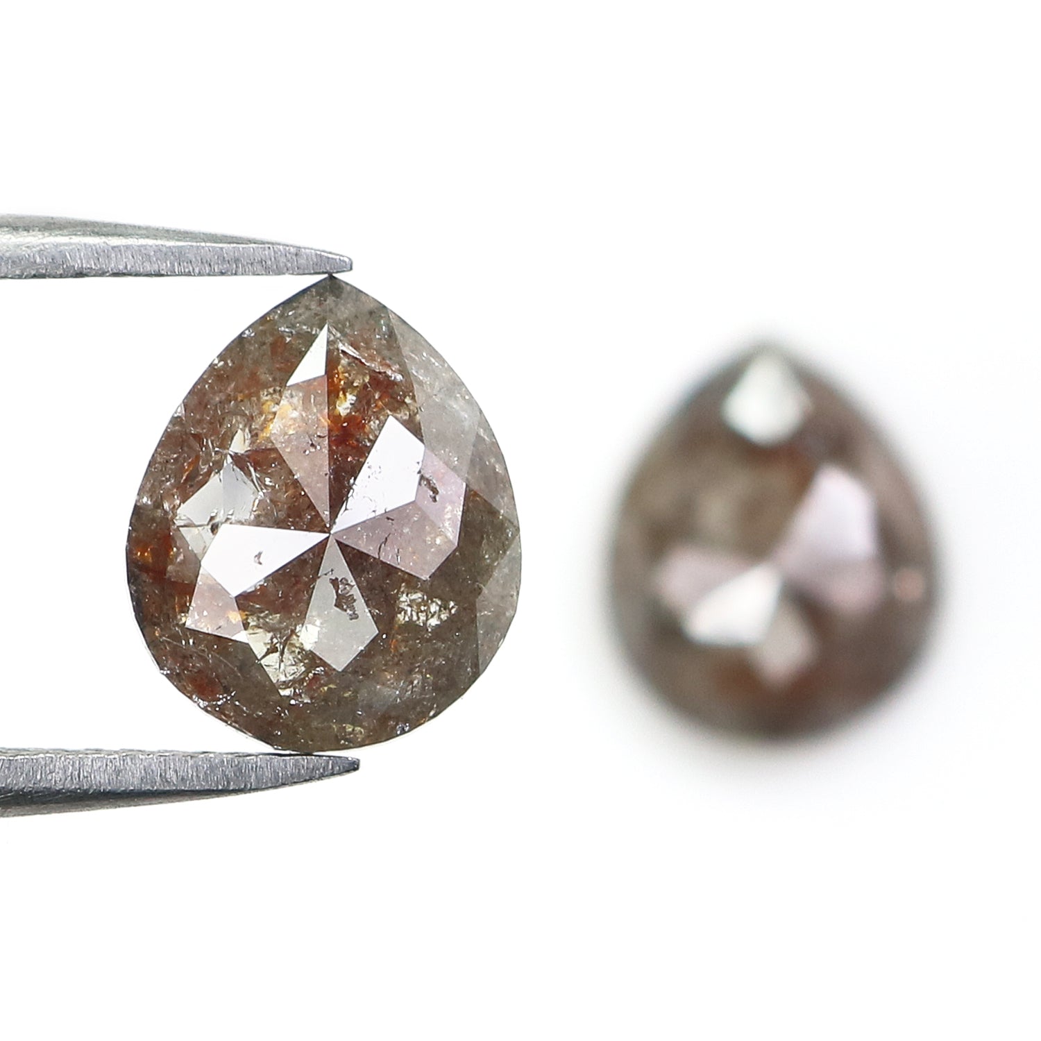 3.93 CT Natural Loose Pear Cut Pair Diamond Brown Color Pear Shape Diamond 9.85 MM Natural Loose Brown Diamond Pear Rose Cut Diamond L6618