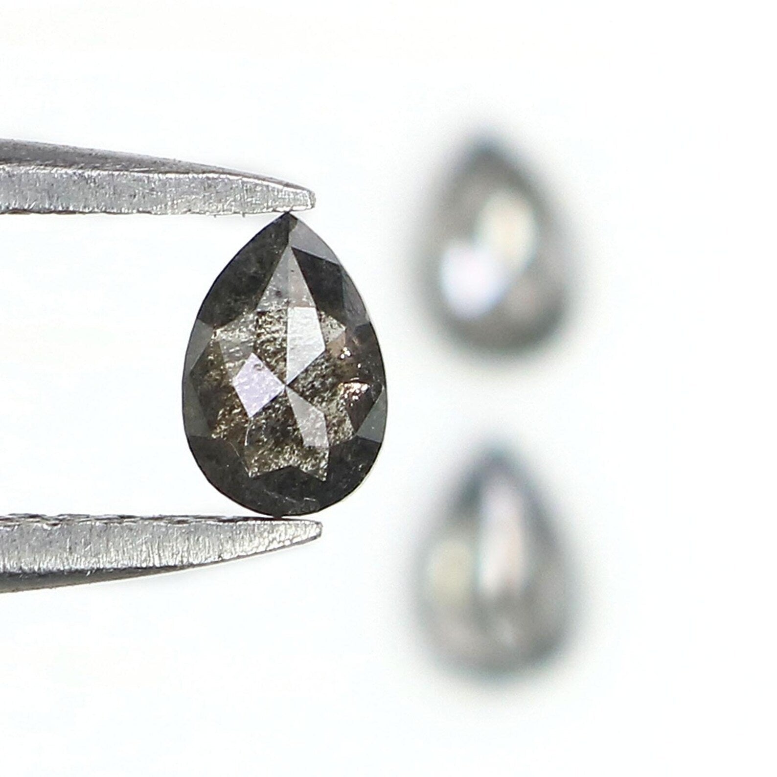 0.62 CT Natural Loose Pear Shape Diamond Salt And Pepper Pear Cut Diamond 4.60 MM Black Grey Color Pear Shape Rose Cut Diamond QN1580