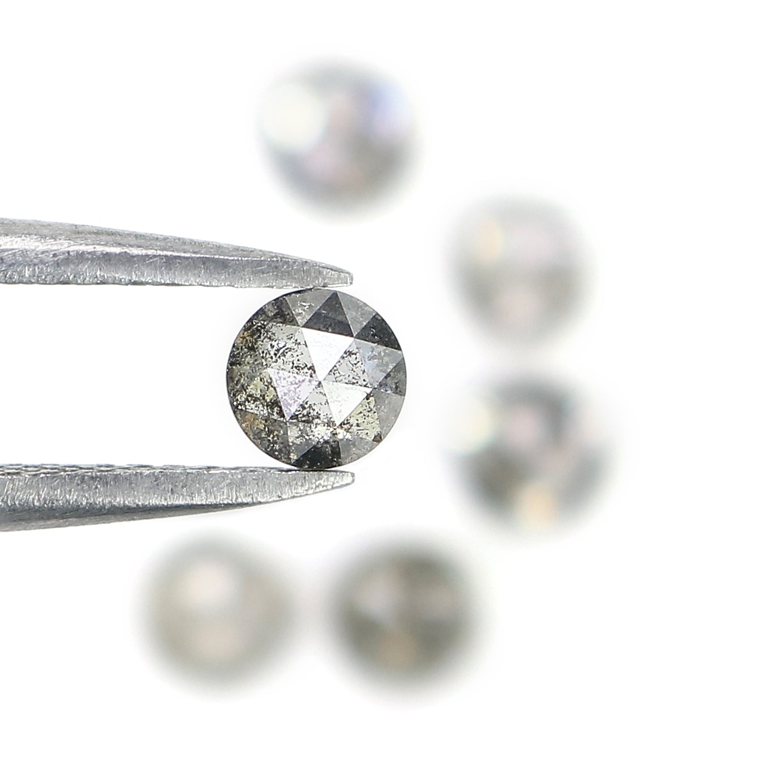 1.69 Ct Natural Loose Round Rose Cut Diamond Salt And Pepper Round Shape Diamond 3.70 MM Natural Black Grey Round Rose Cut Diamond LQ989