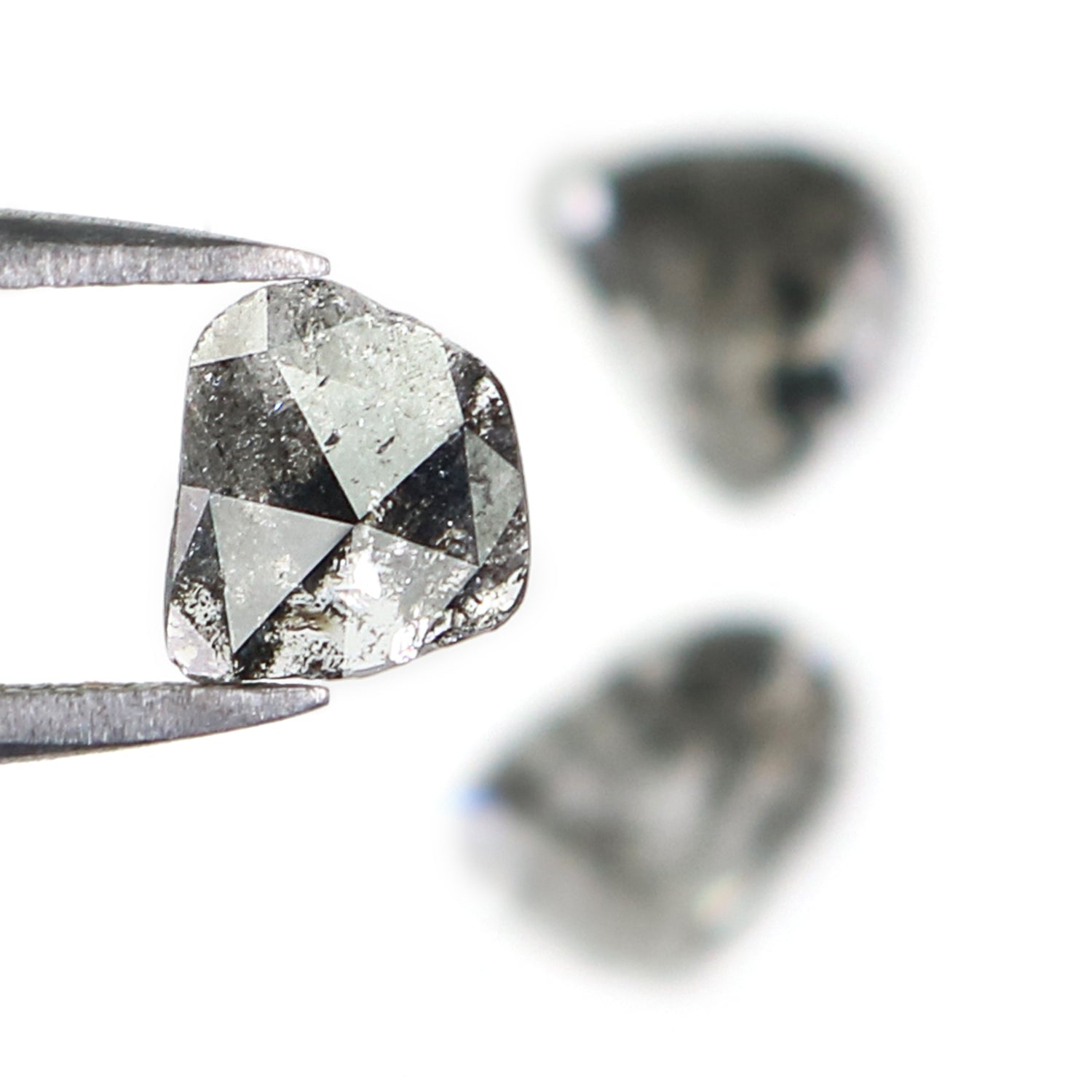 0.96 CT Natural Loose Slice Shape Diamond Salt And Pepper Slice Uncut Diamond 7.15 MM Natural Black Grey Diamond Irregular Cut Diamond L3559