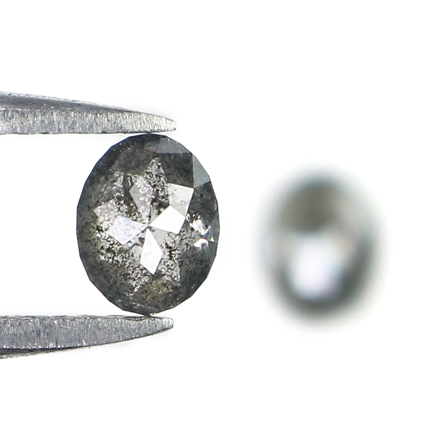 0.59 CT Natural Loose Oval Cut Pair Diamond Black Grey Color Oval Shape Diamond 5.00 MM Natural Salt And Pepper Oval Rose Cut Diamond KQ2566