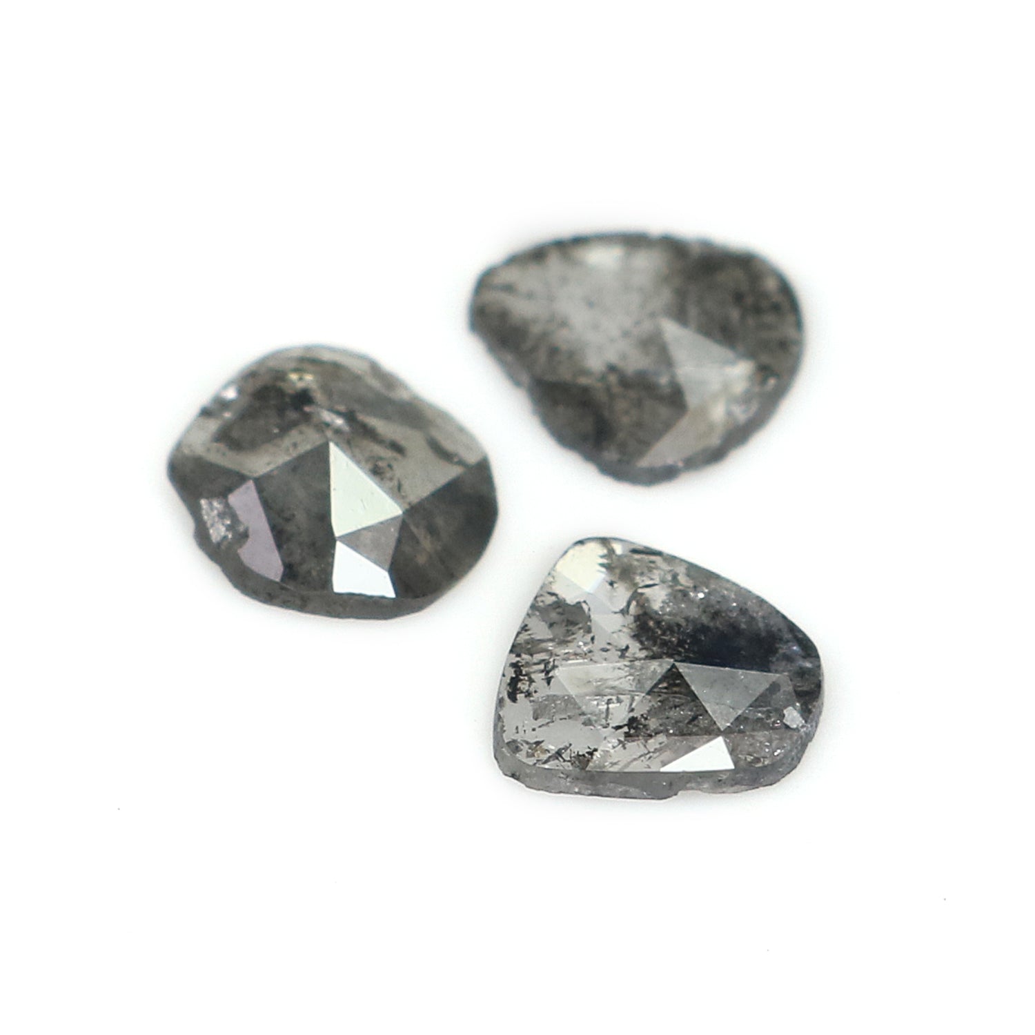 0.92 CT Natural Loose Slice Shape Diamond Salt And Pepper Slice Uncut Diamond 5.95 MM Natural Black Grey Diamond Irregular Cut Diamond L3514