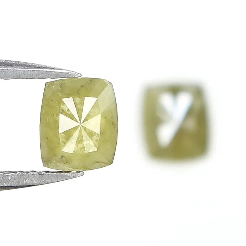 0.99 Ct Natural Loose Cushion Shape Pair Diamond Yellow Color Cushion Diamond 5.75 MM Natural Yellow Color Cushion Rose Cut Diamond NQ2469