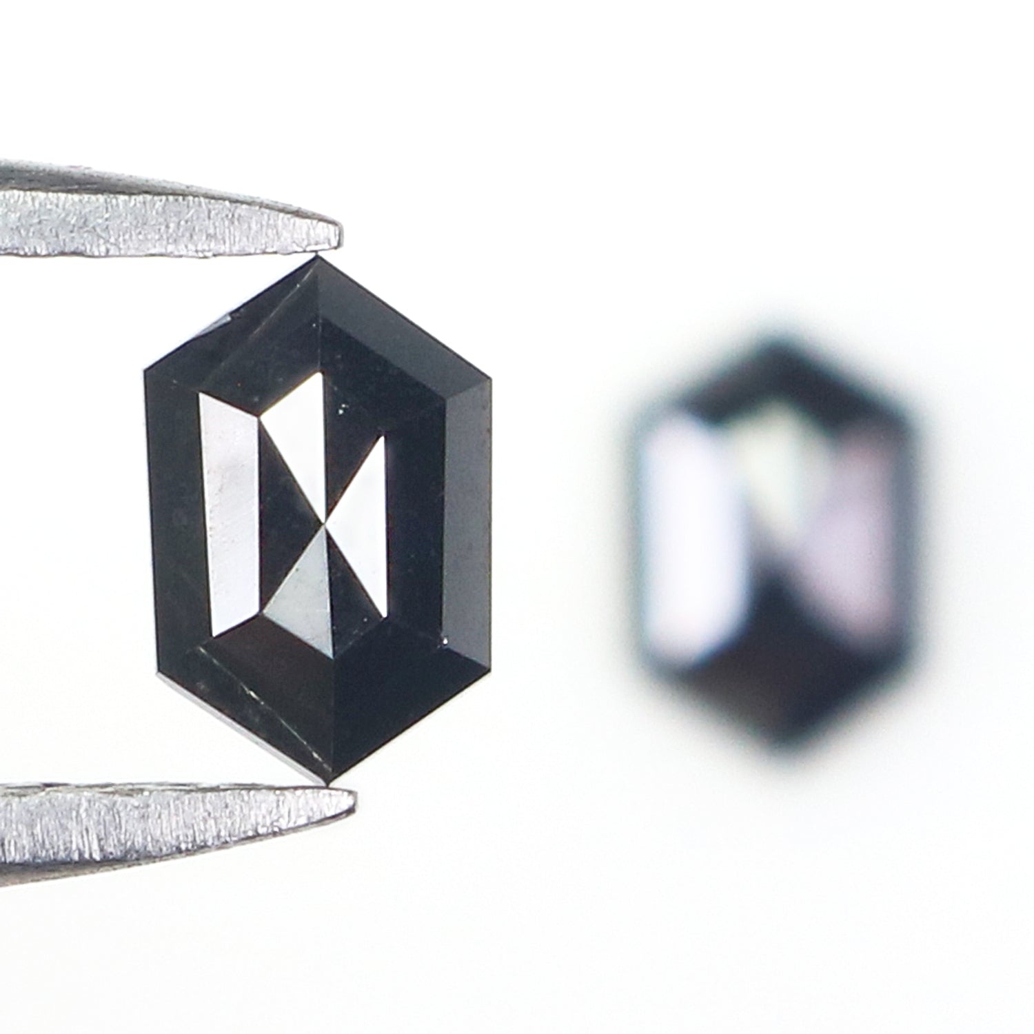 0.67 CT Natural Loose Hexagon Cut Pair Diamond Black Hexagon Cut Diamond 5.60 MM Natural Loose Black Color Hexagon Rose Cut Diamond L2740