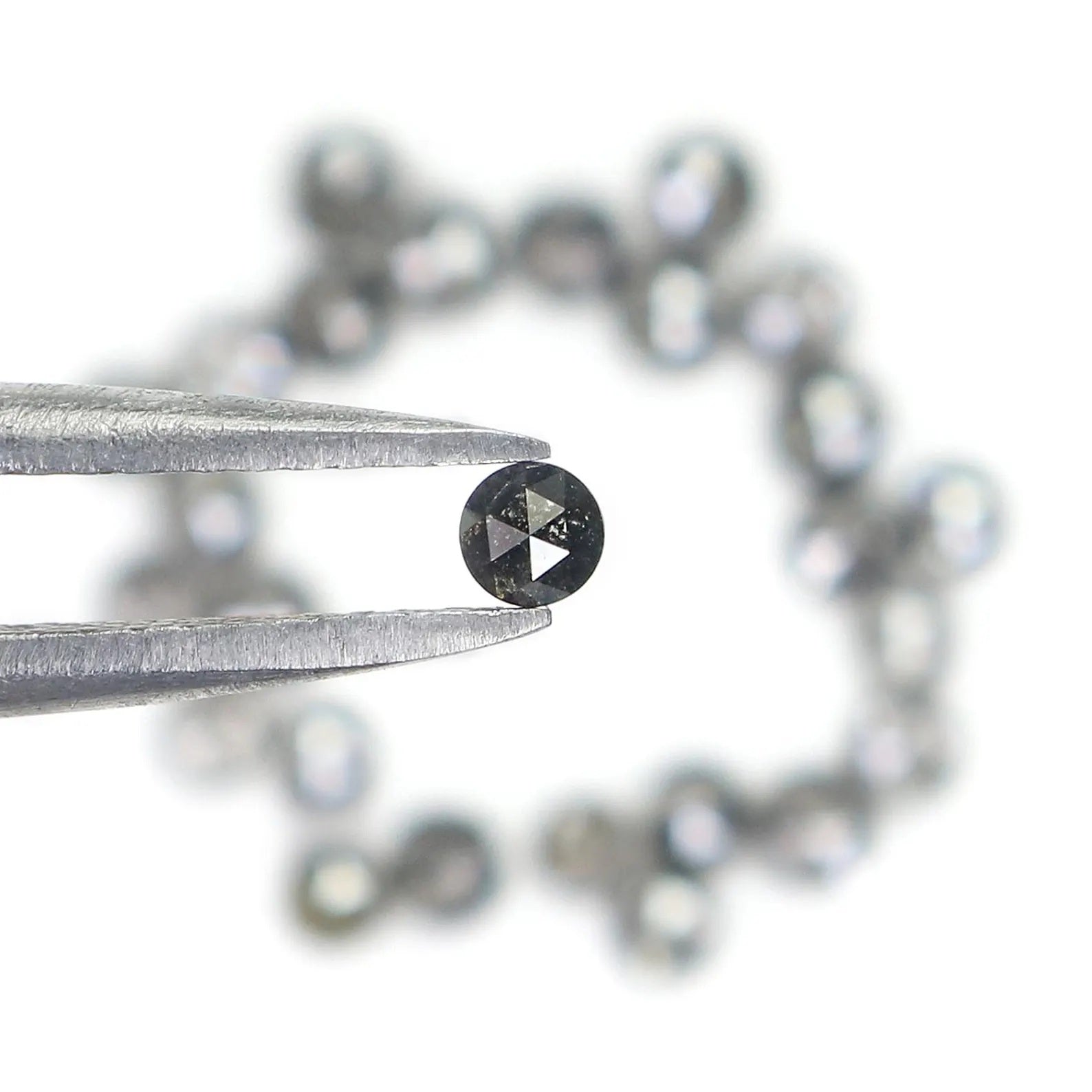 1.38 CT Natural Loose Round Shape Diamond Salt And Pepper Round Diamond 2.10 MM Natural Loose Black Grey Color Round Rose Cut Diamond NQ1843