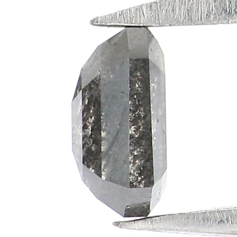 0.37 CT Natural Loose Emerald Shape Diamond Salt And Pepper Emerald Diamond 4.55 MM Natural Black Grey Color Emerald Rose Cut Diamond NQ2124