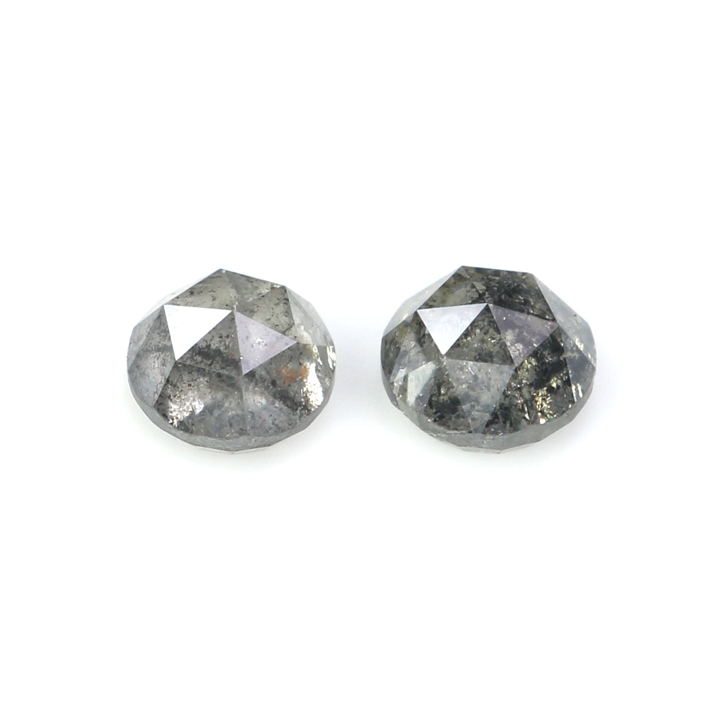 0.89 CT Natural Loose Round Rose Cut Pair Diamond Salt And Pepper Round Cut Diamond 4.40 MM Natural Black Grey Round Rose Cut Diamond KQ2667