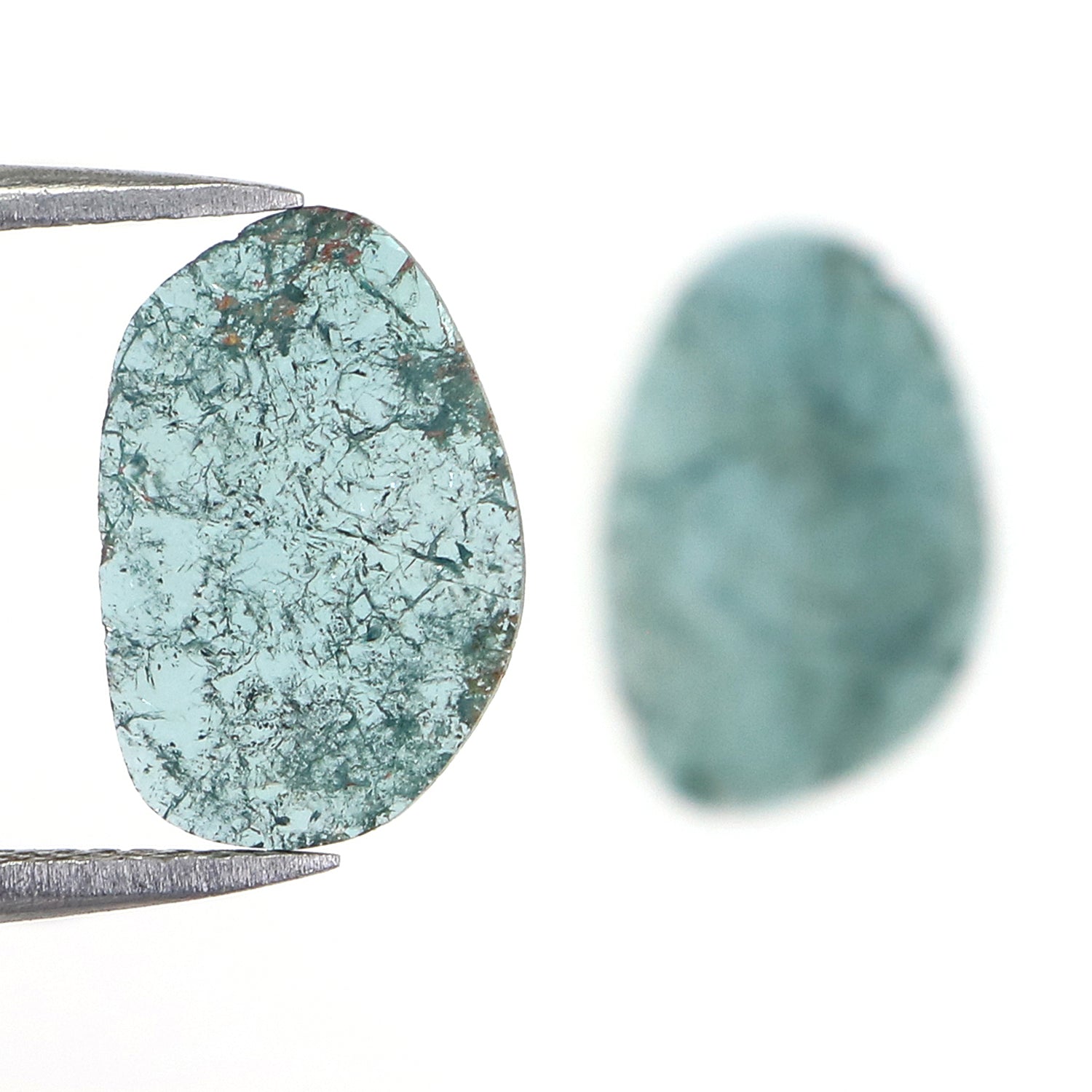 1.12 CT Natural Loose Slice Shape Diamond Blue Color Slice Cut Diamond 12.60 MM Natural Loose Blue Color Slice Irregular Cut Diamond LQ725