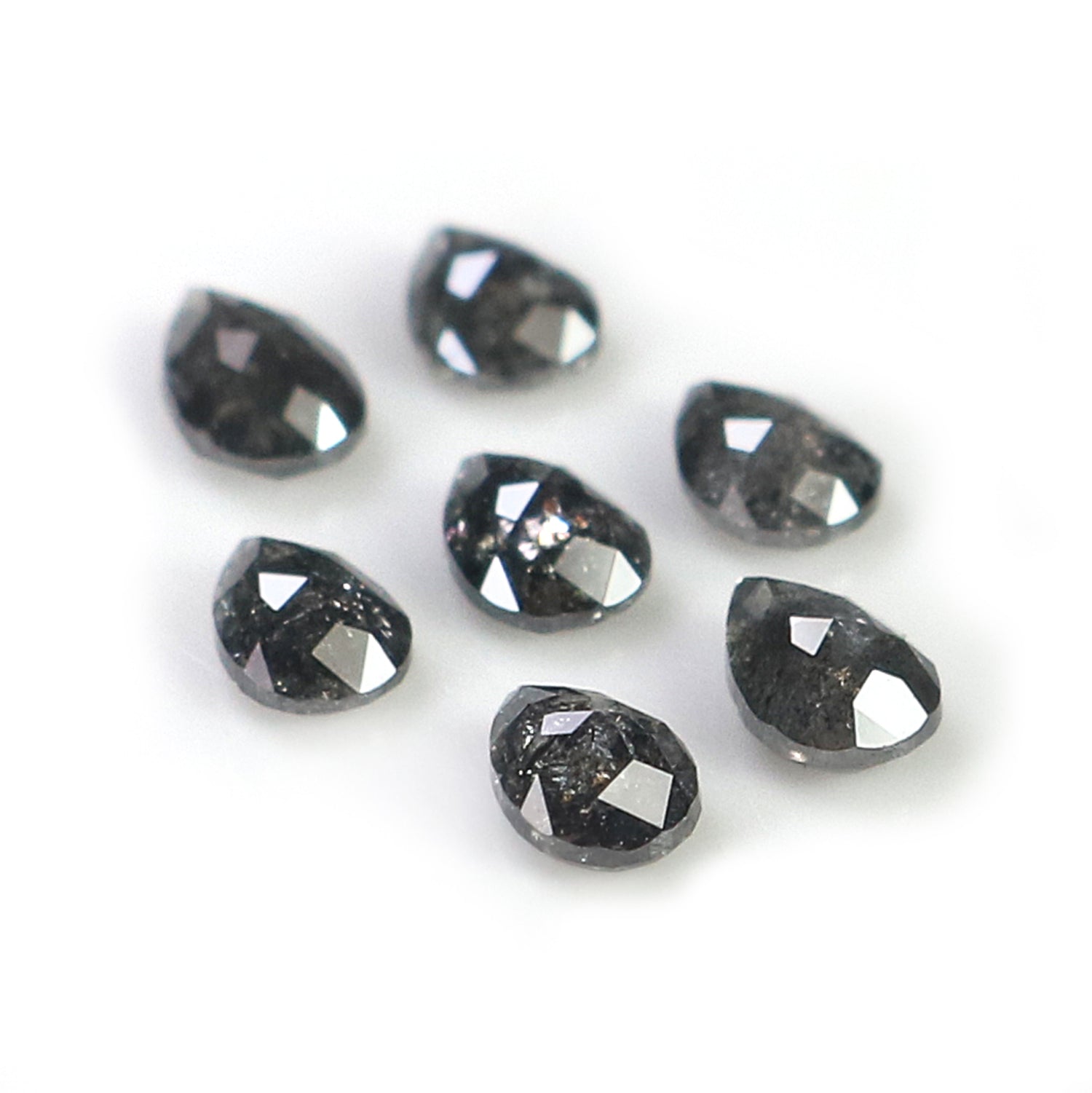 1.06 CT Natural Loose Pear Shape Diamond Salt And Pepper Pear Cut Diamond 3.85 MM Natural Black Grey Color Pear Shape Rose Cut Diamond L1280
