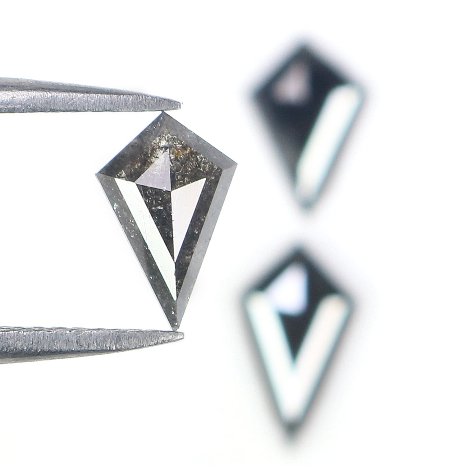 1.53 CT Natural Loose Kite Shape Diamond Salt And Pepper Kite Cut Diamond 9.45 MM Natural Black Grey Color Kite Rose Cut Diamond L3440