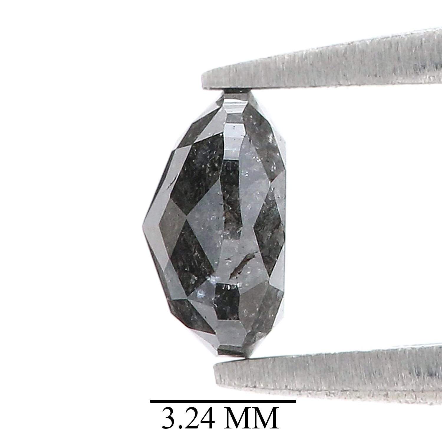 Natural Oval Salt and Pepper Diamond 0.89 CT Loose Oval Rose Cut Black Grey Stone 6.10 MM Rustic Diamond For Custom Engagement Ring L3628